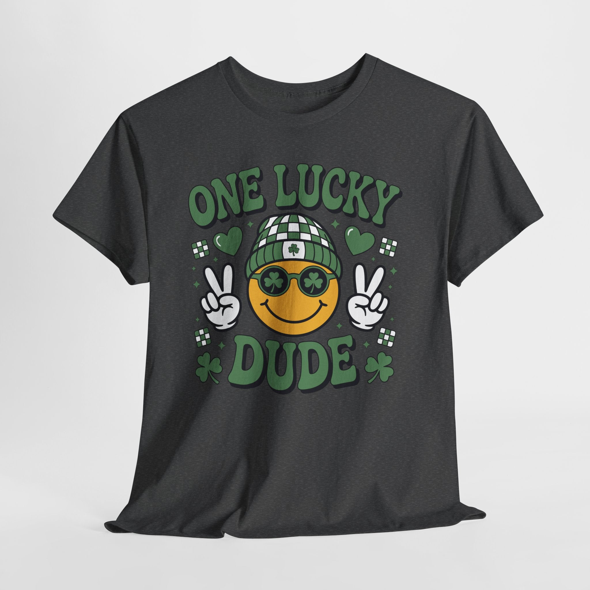 One Lucky Dude Shamrock Tee — St. Patrick's Day Smiley Unisex Cotton Tshirt