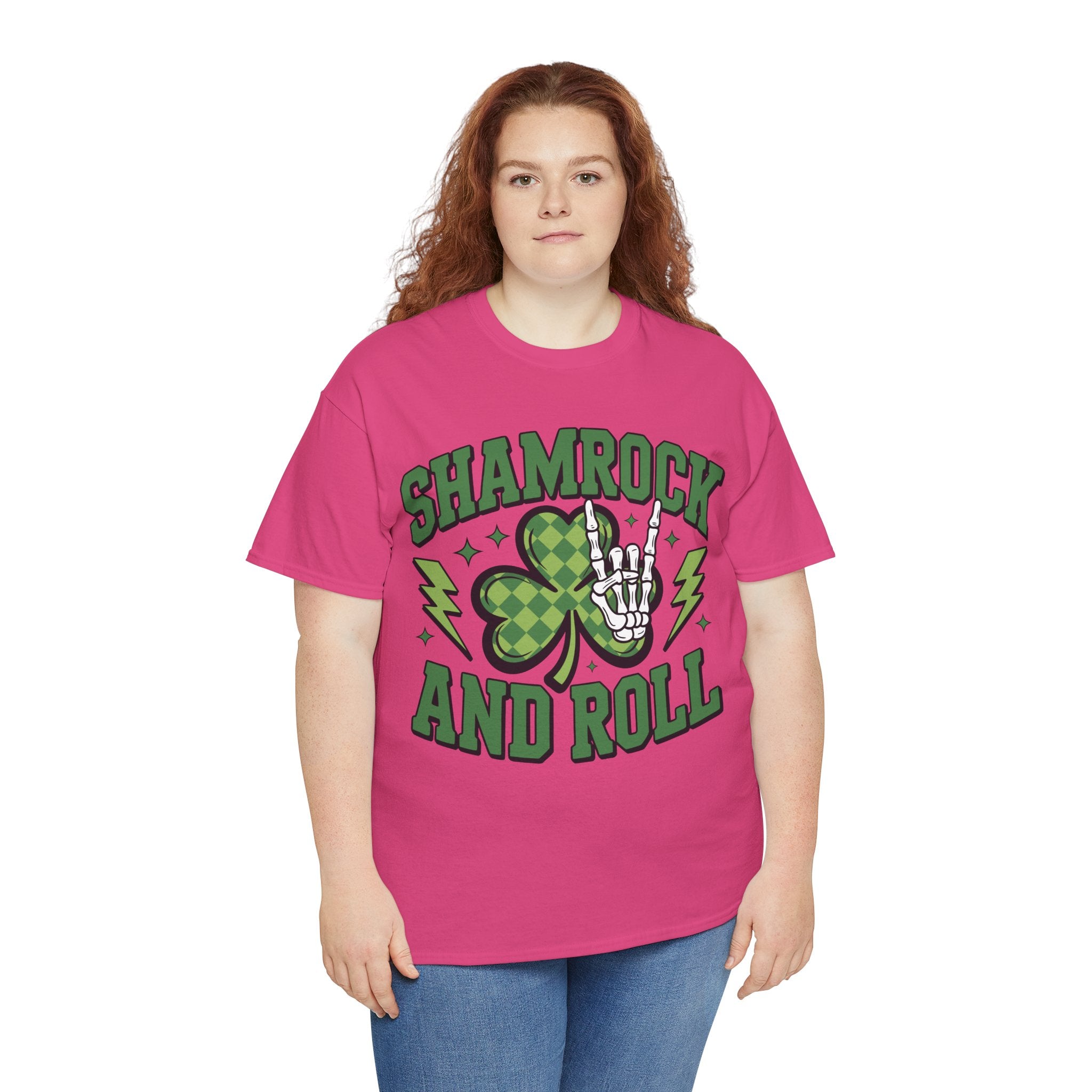 Shamrock and Roll Tee — Skeleton Hand & Lightning St. Patrick’s Rock Unisex Cotton Shirt