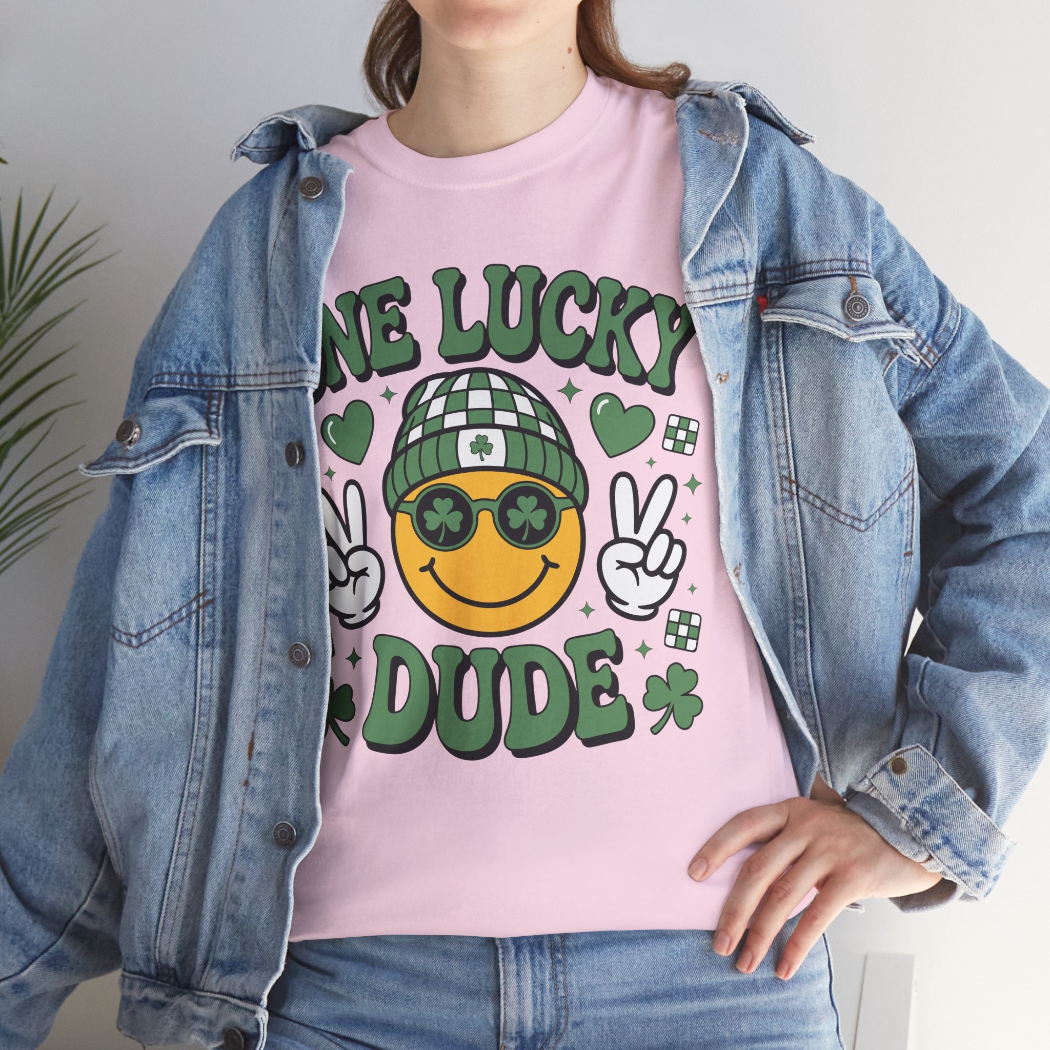 One Lucky Dude Shamrock Tee — St. Patrick's Day Smiley Unisex Cotton Tshirt