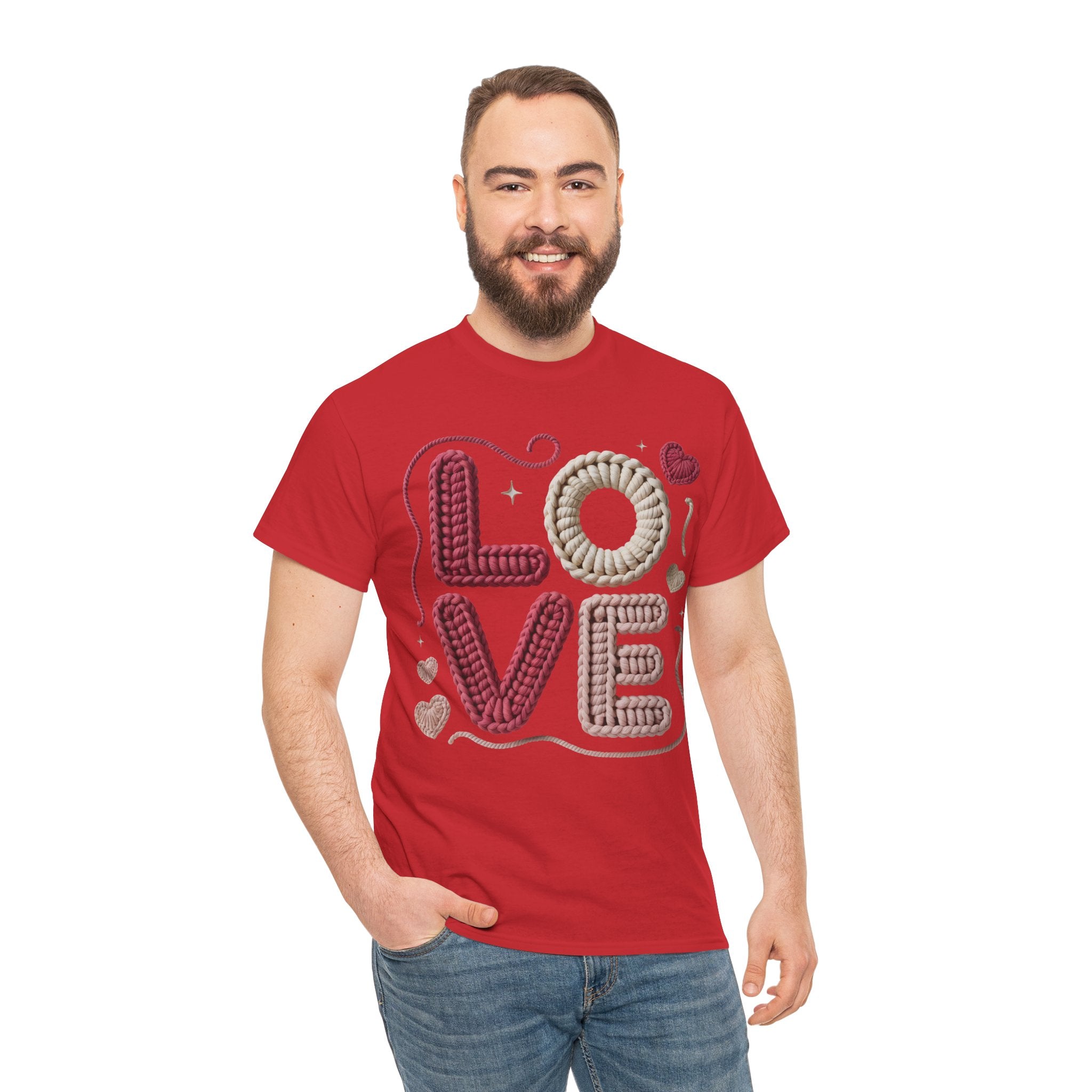 LOVE Faux Yarn Heart Unisex Cotton Tee