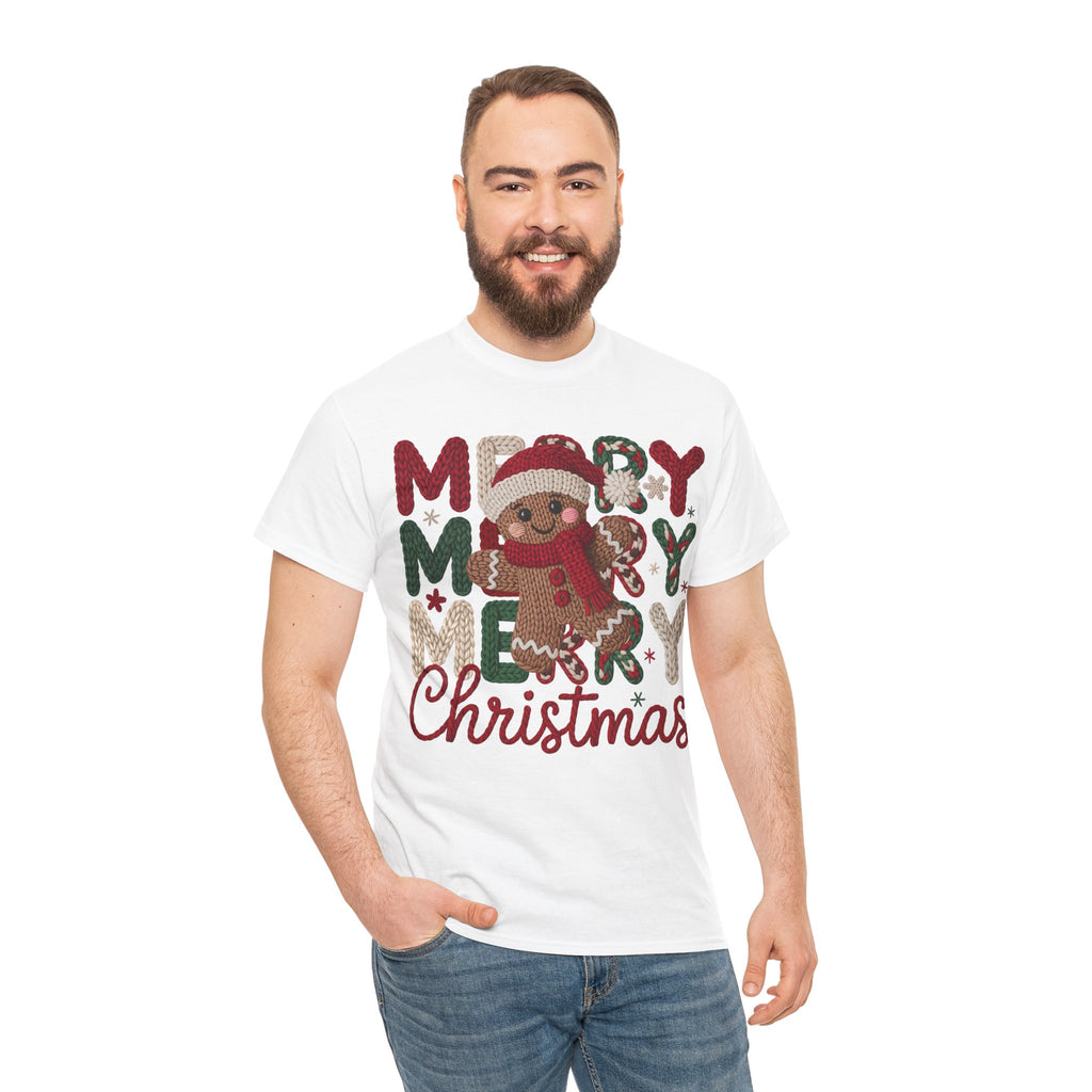 Merry Merry Merry Christmas Gingerbread Unisex Cotton Tee
