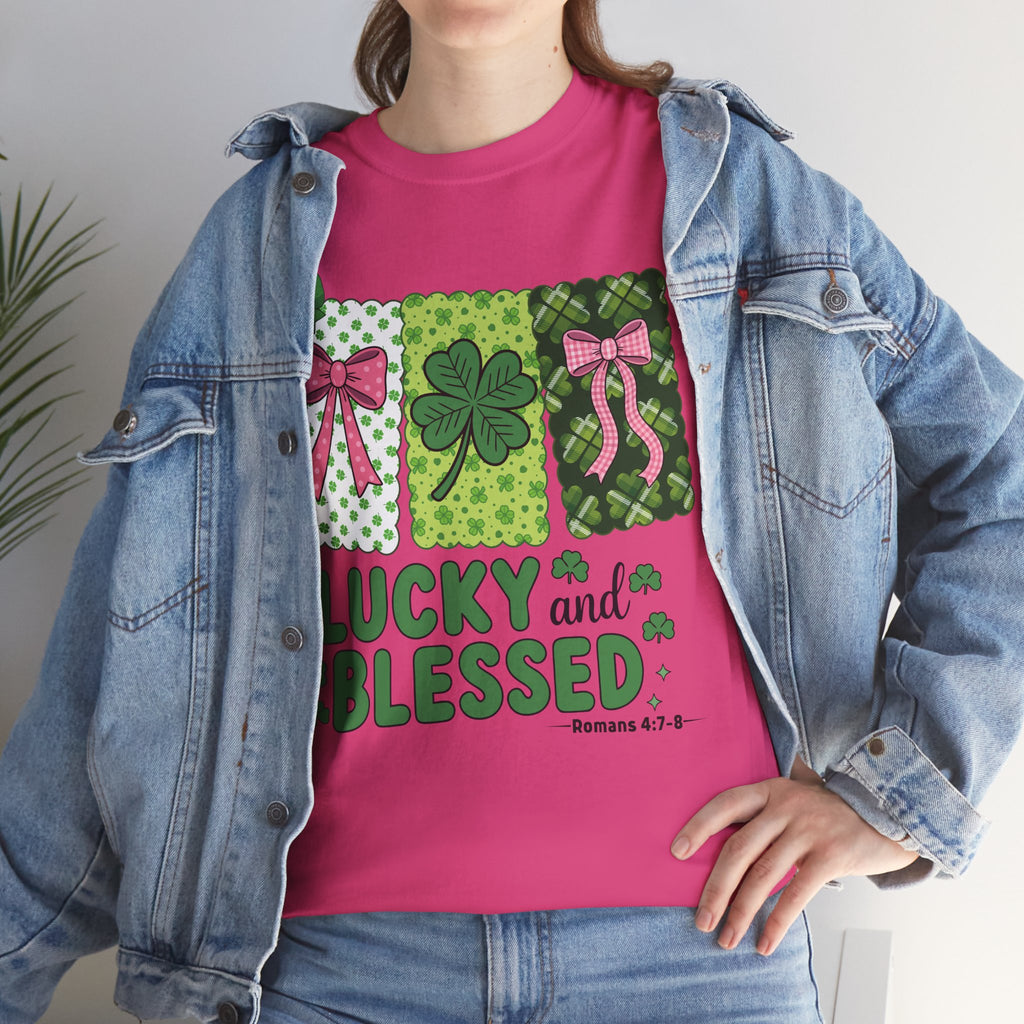 Lucky and Blessed Clover Unisex Cotton Tee