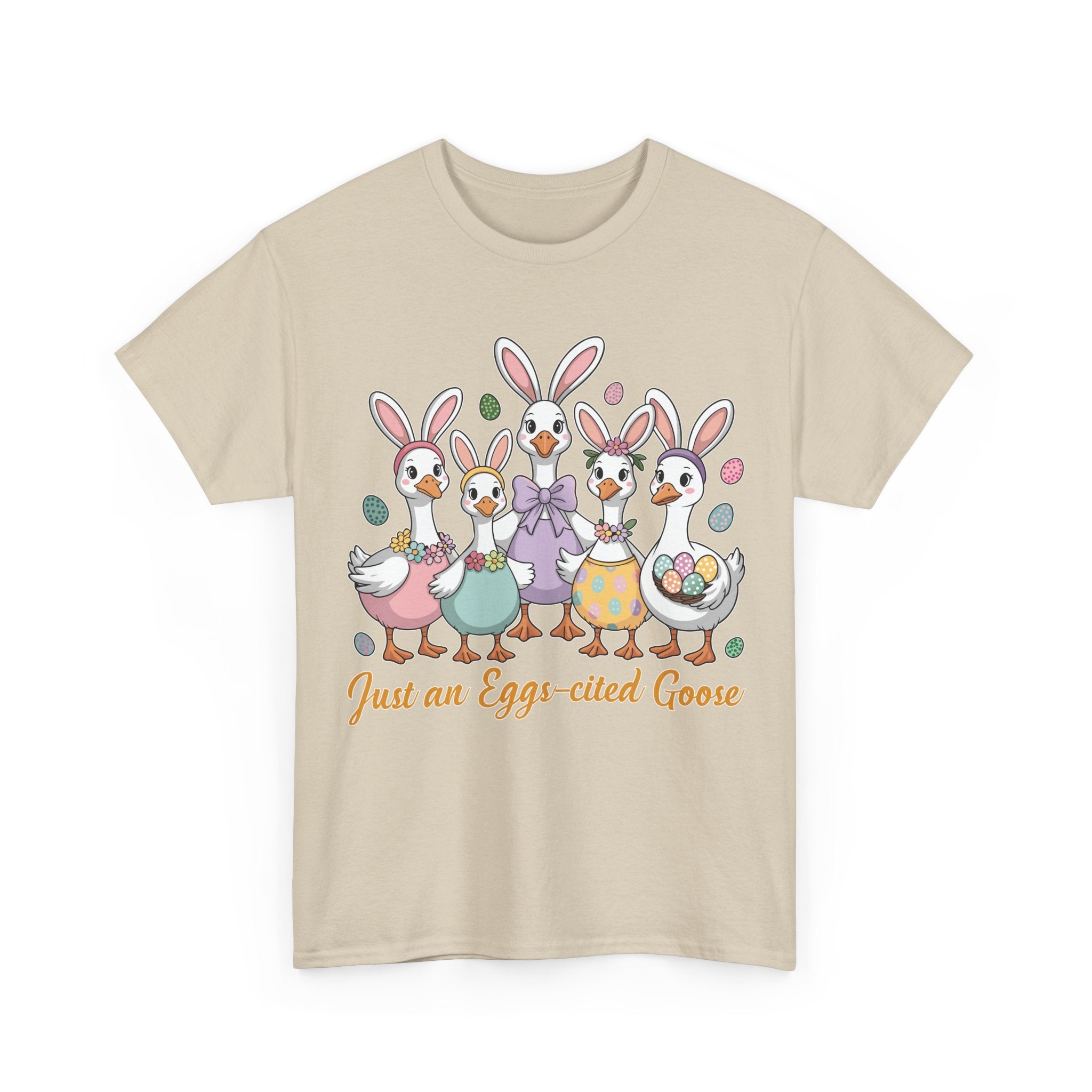 Just an Eggs-cited Goose Easter Tee — Funny Geese in Bunny Ears Unisex Cotton Tee
