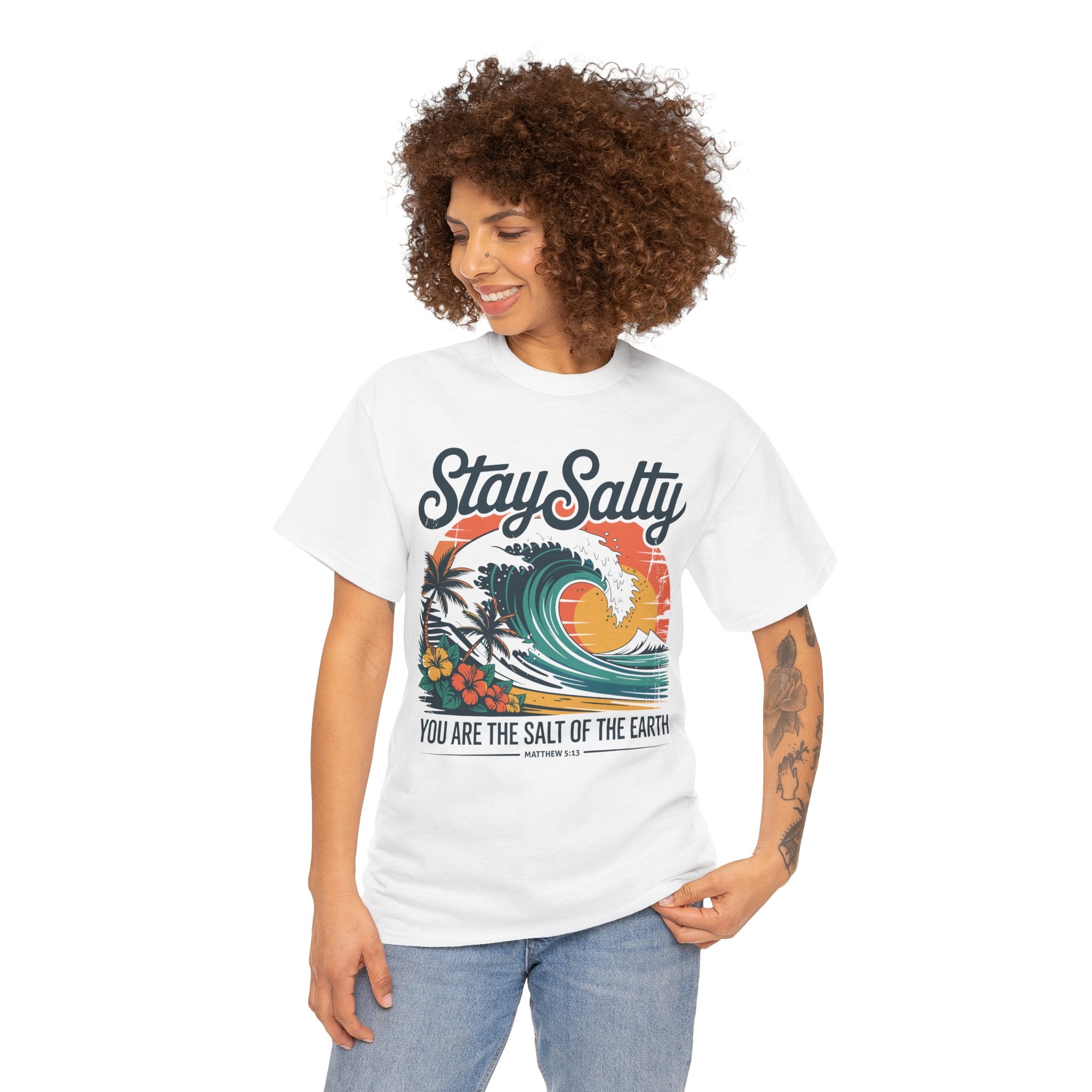 Stay Salty Beach Tee — "You are the salt of the earth (Matthew 5:13)"Unisex Cotton Tee