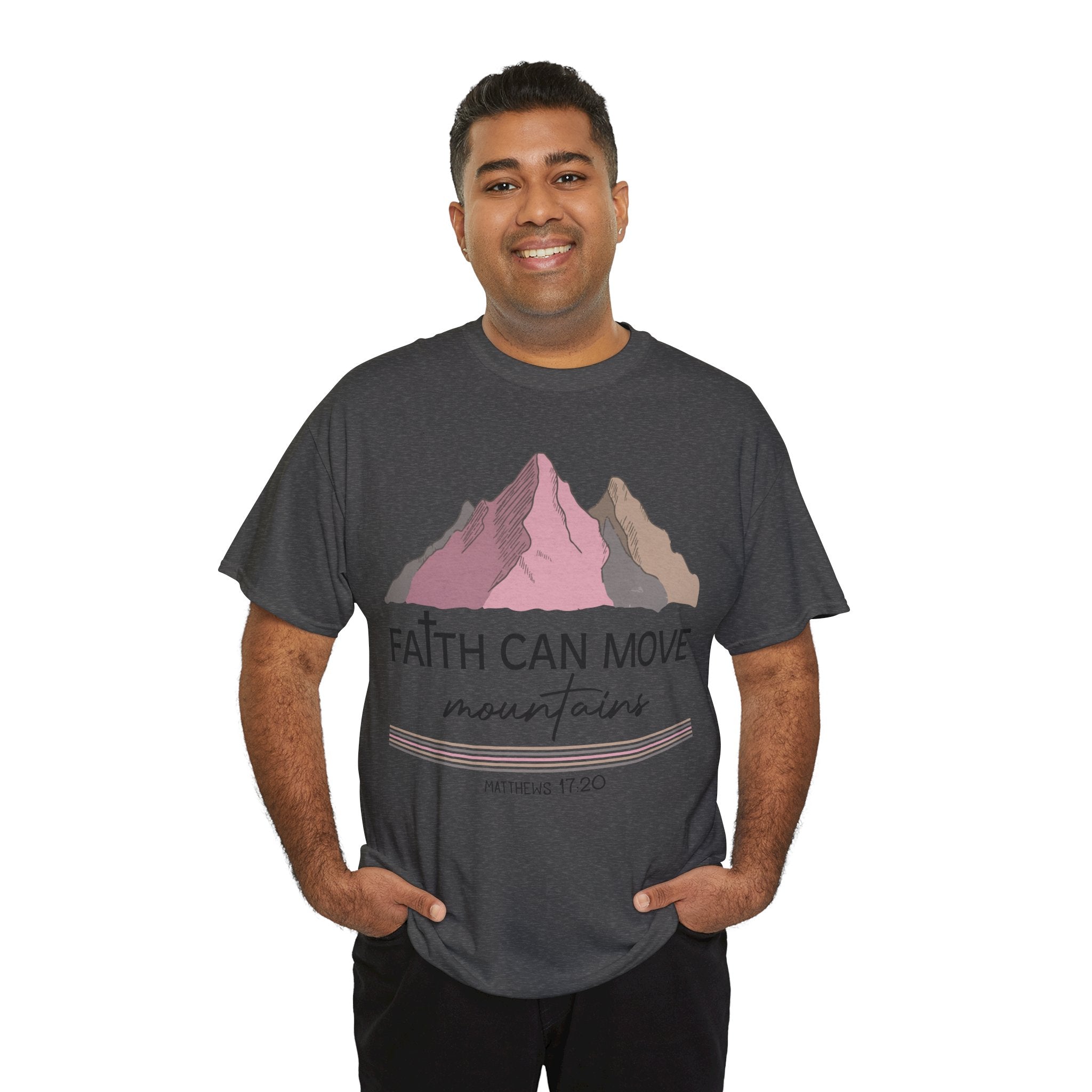 Faith Can Move Mountains Mountain Tee — Pastel Inspirational Christian Unisex Cotton T-Shirt