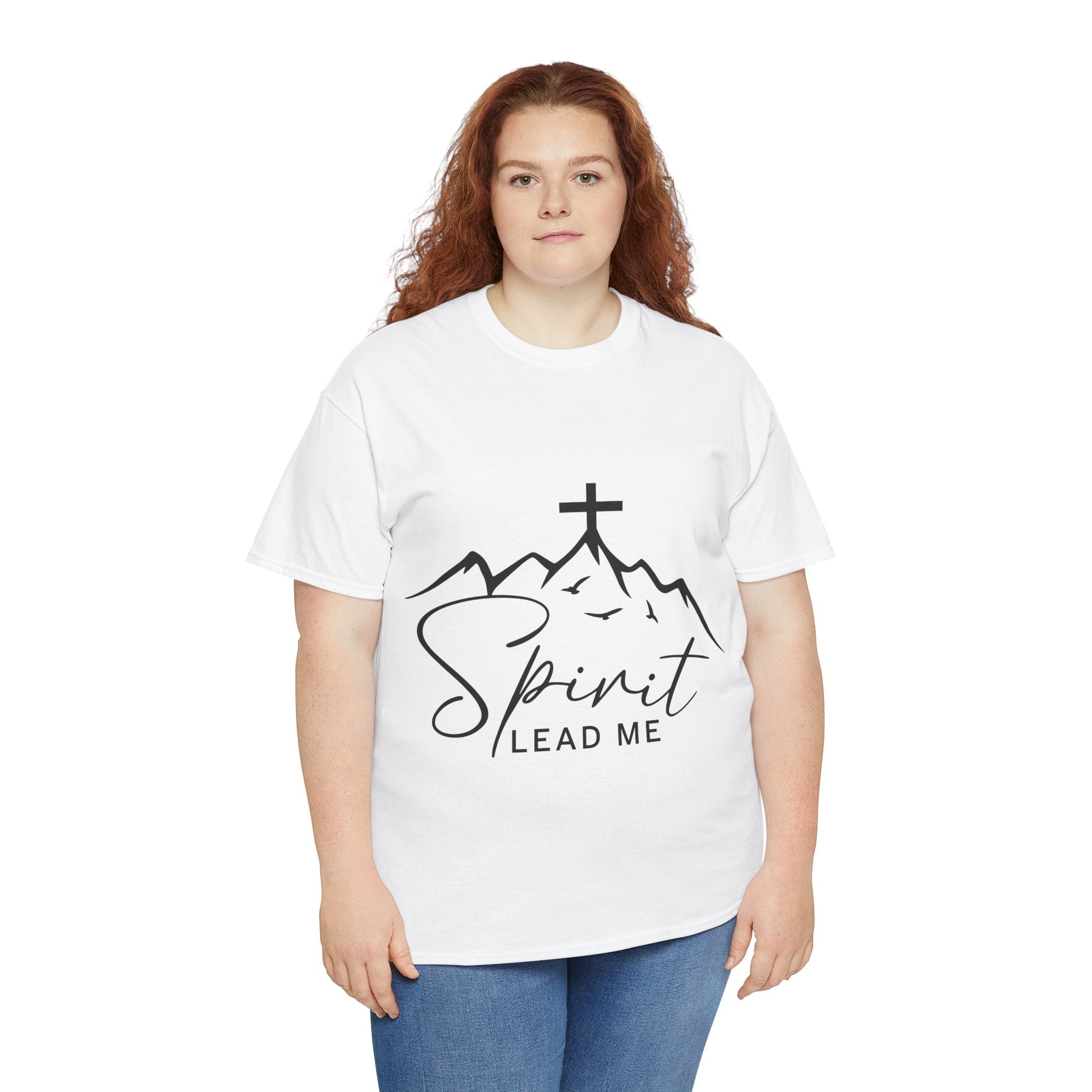 Spirit Lead Me Christian T‑Shirt — Minimalist Cross Unisex Cotton Tee