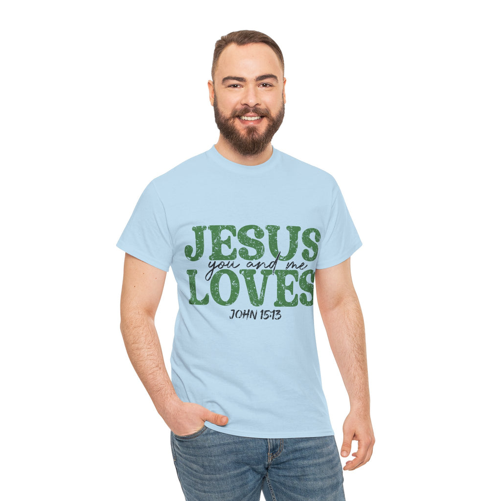 Jesus Loves Vintage Tee — Green Retro Christian Unisex Cotton T-Shirt