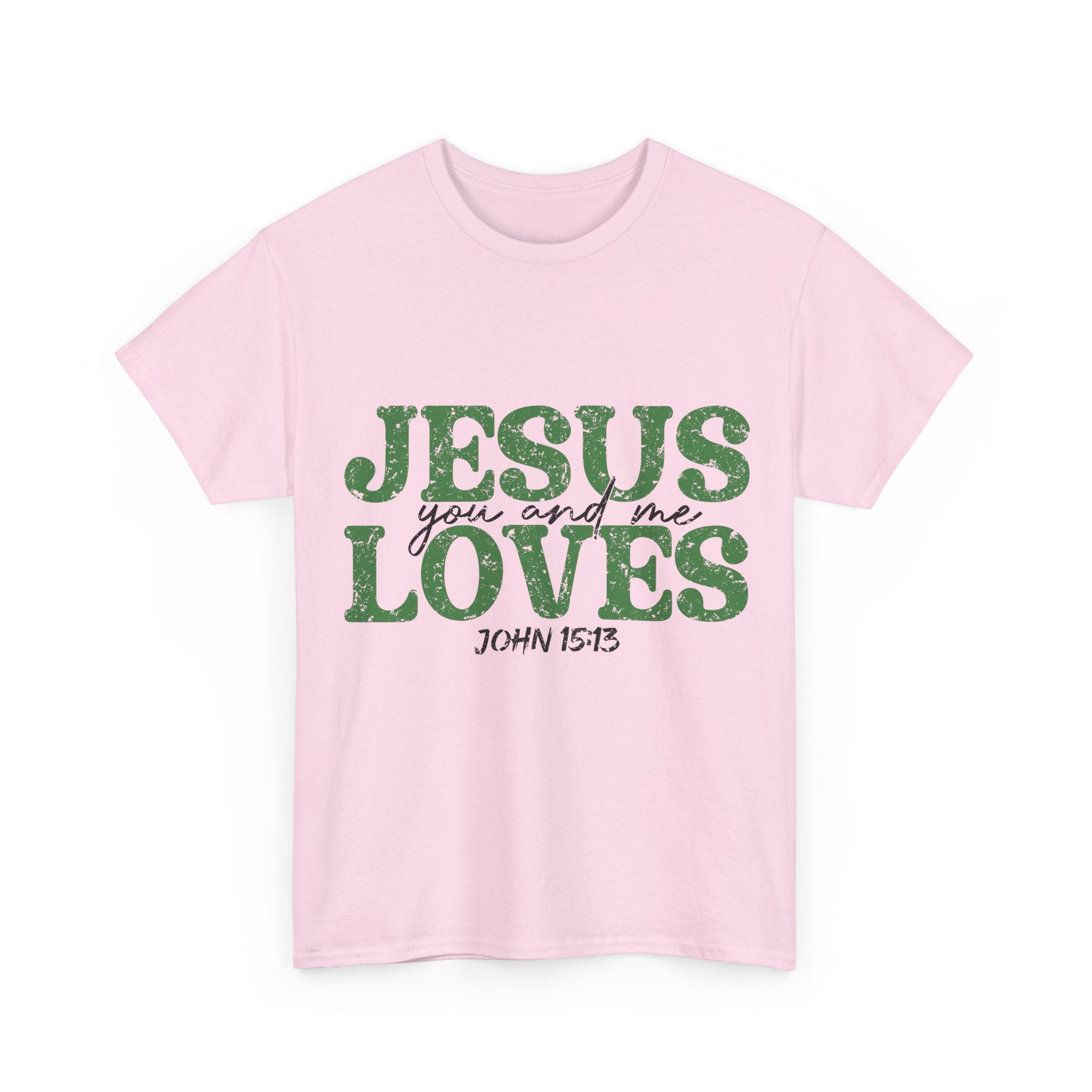 Jesus Loves Vintage Tee — Green Retro Christian Unisex Cotton T-Shirt