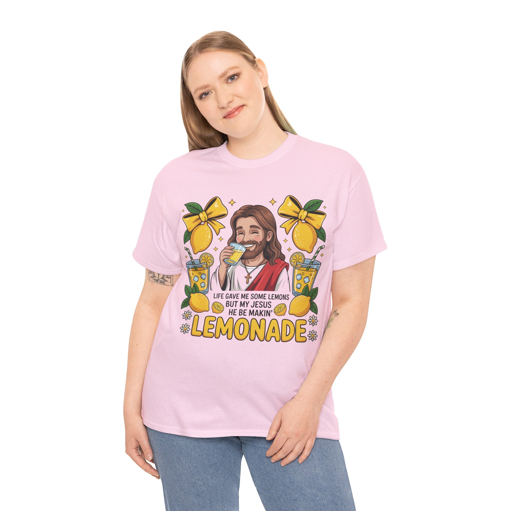 Jesus Drinking Lemonade T-Shirt — "Life Gave Me Some Lemons" Christian Unisex Cotton Tee