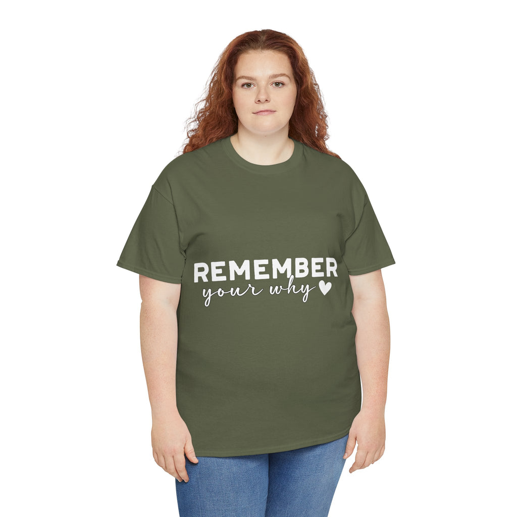 Remember Your Why Tee — Minimalist Heart Motivational Unisex Cotton Tshirt