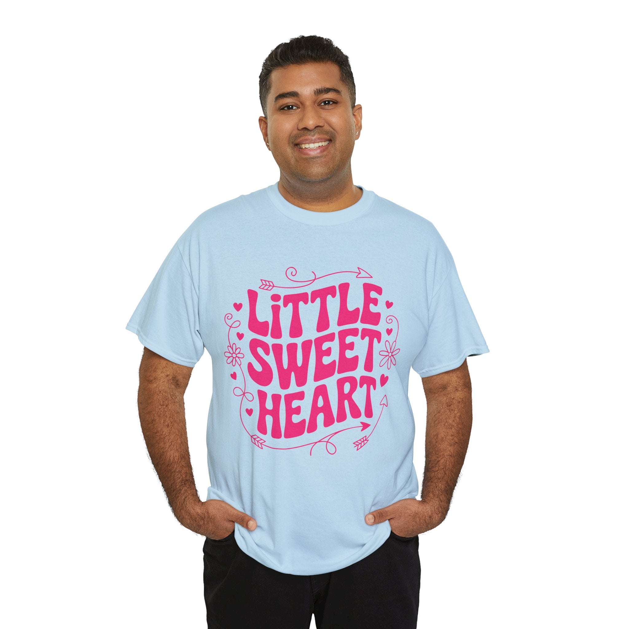 Little Sweetheart Retro Tee — Cute Red Hearts & Flowers Graphic Unisex Cotton Tee