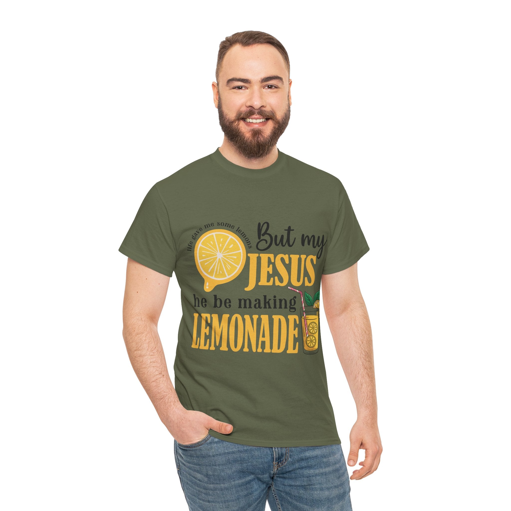 Jesus Lemonade Tee — Lemon Slice & Glass Graphic Christian Unisex Cotton T-Shirt