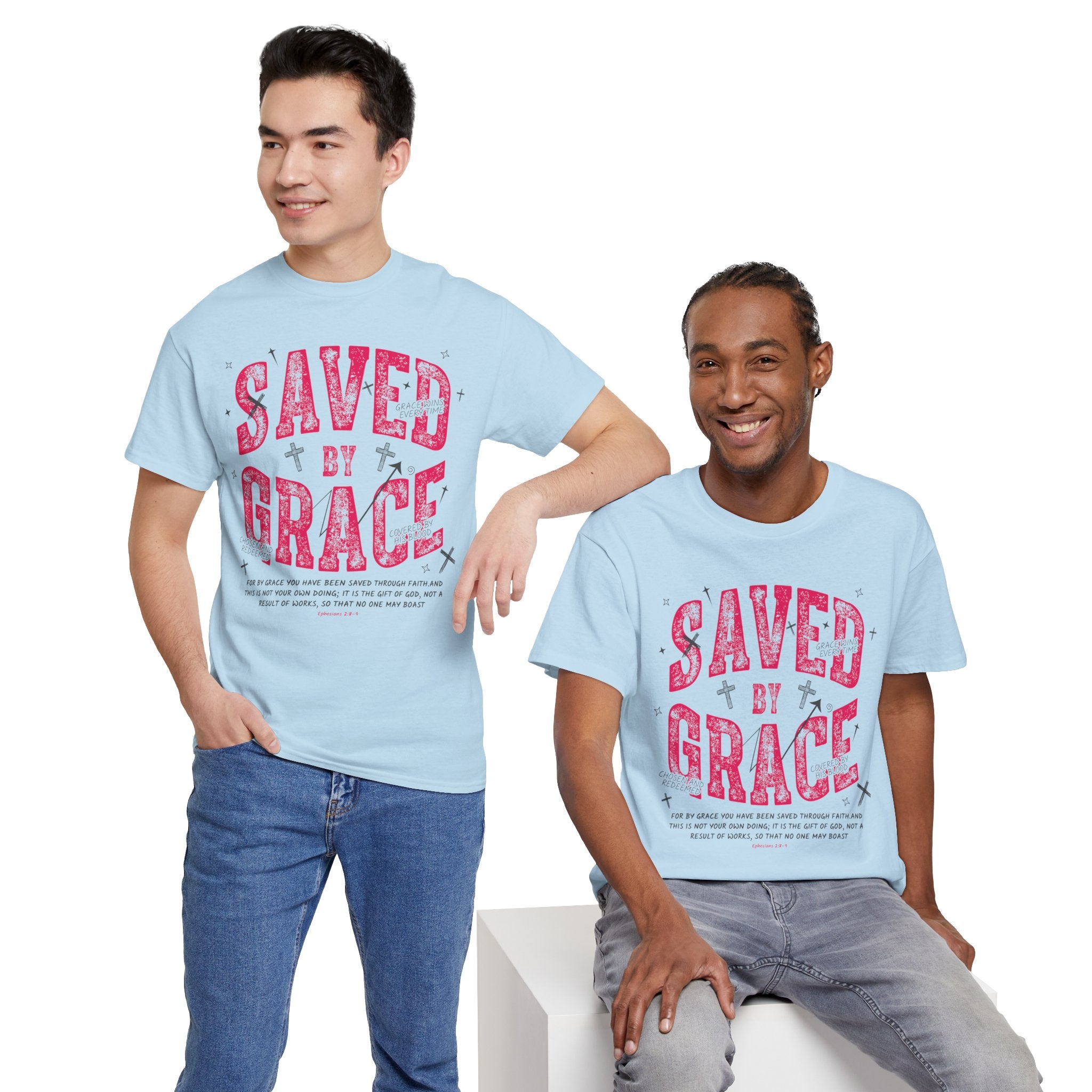 Saved by Grace Ephesians 2:8-9 Unisex Cotton T-Shirt
