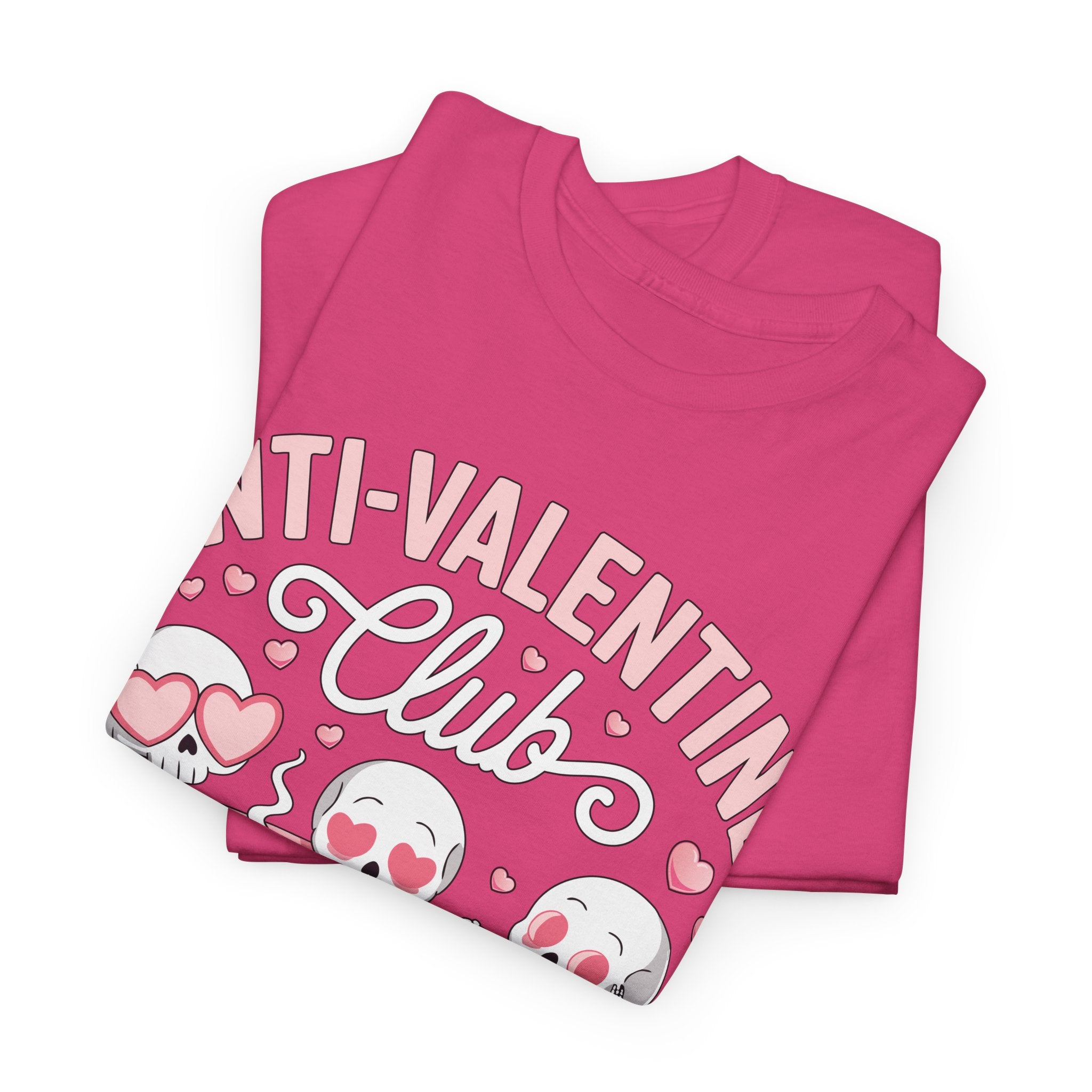 Anti-Valentine Club Skeleton Tee — Anti-Romance Pink Couch Graphic Unisex Cotton T-Shirt
