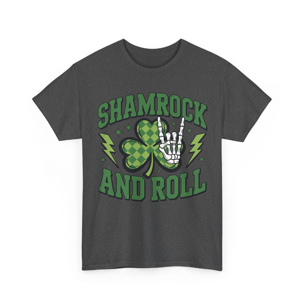 Shamrock and Roll Tee — Skeleton Hand & Lightning St. Patrick’s Rock Unisex Cotton Shirt