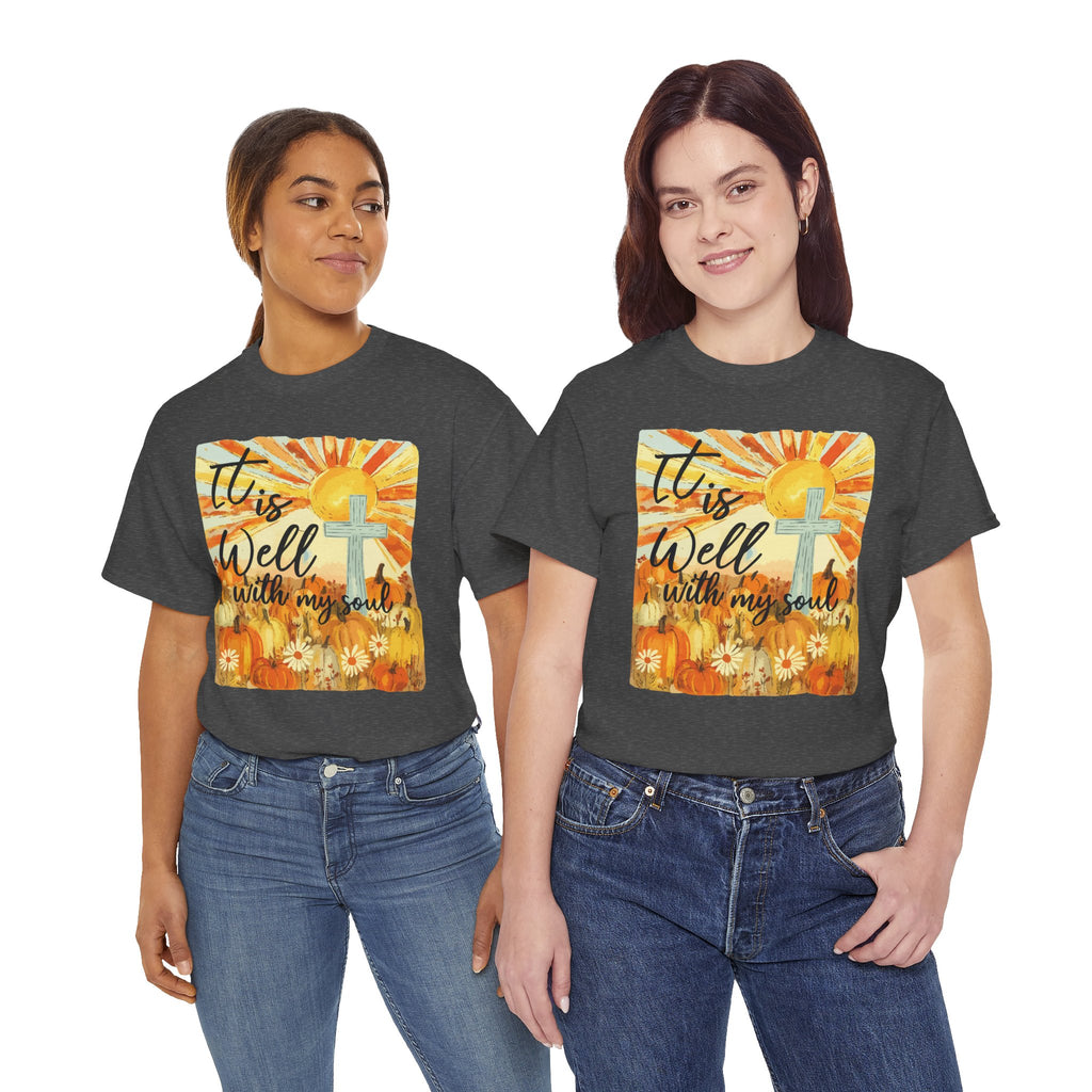 It Is Well With My Soul Pumpkin Sunrise Unisex Cotton T-Shirt