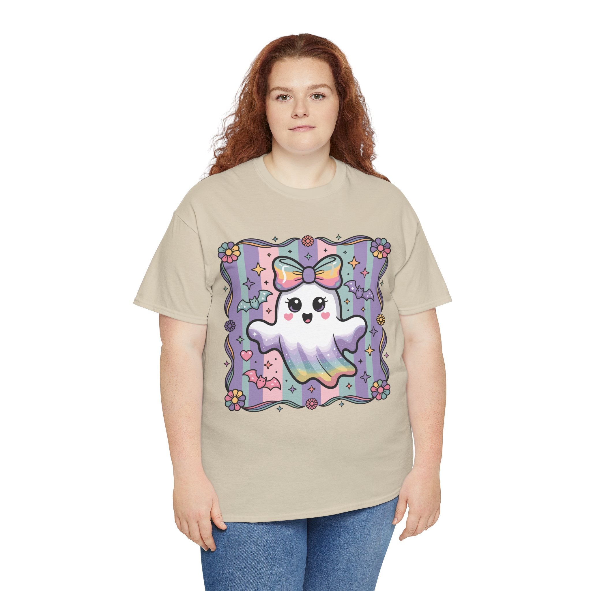 Pastel Ghost Rainbow Bow Unisex Cotton Tee