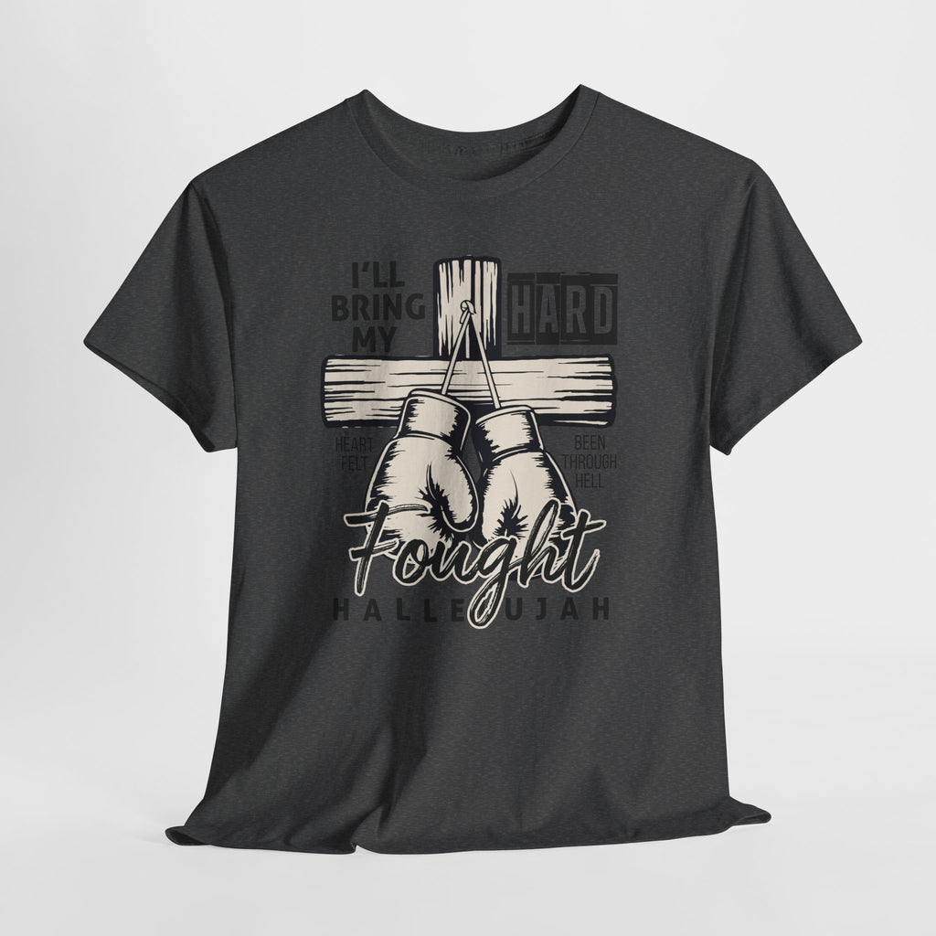 Christian Boxing Gloves Cross Tee — "I’ll Bring My Hard-Fought Heart."Unisex Cotton Tee