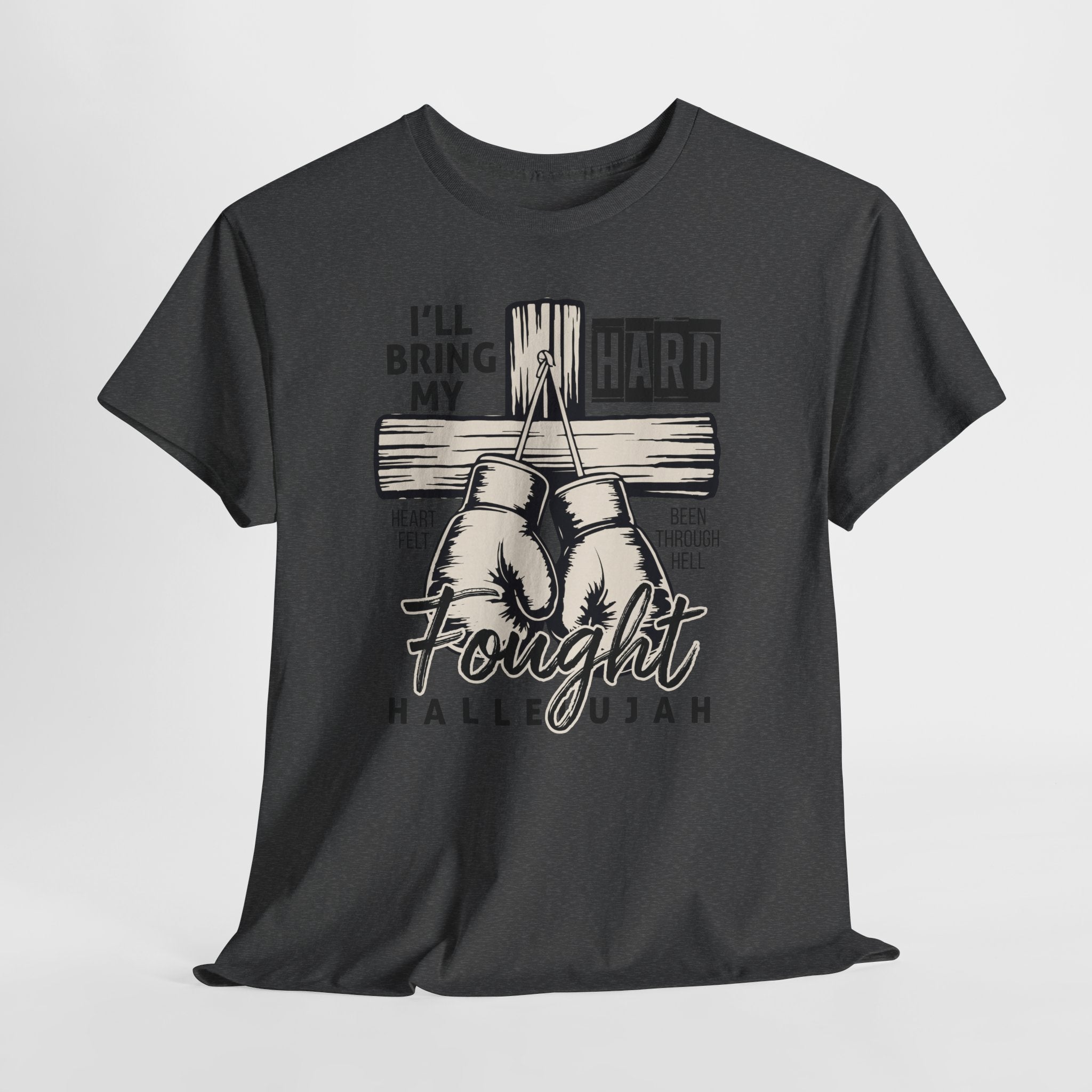 Christian Boxing Gloves Cross Tee — "I’ll Bring My Hard-Fought Heart."Unisex Cotton Tee