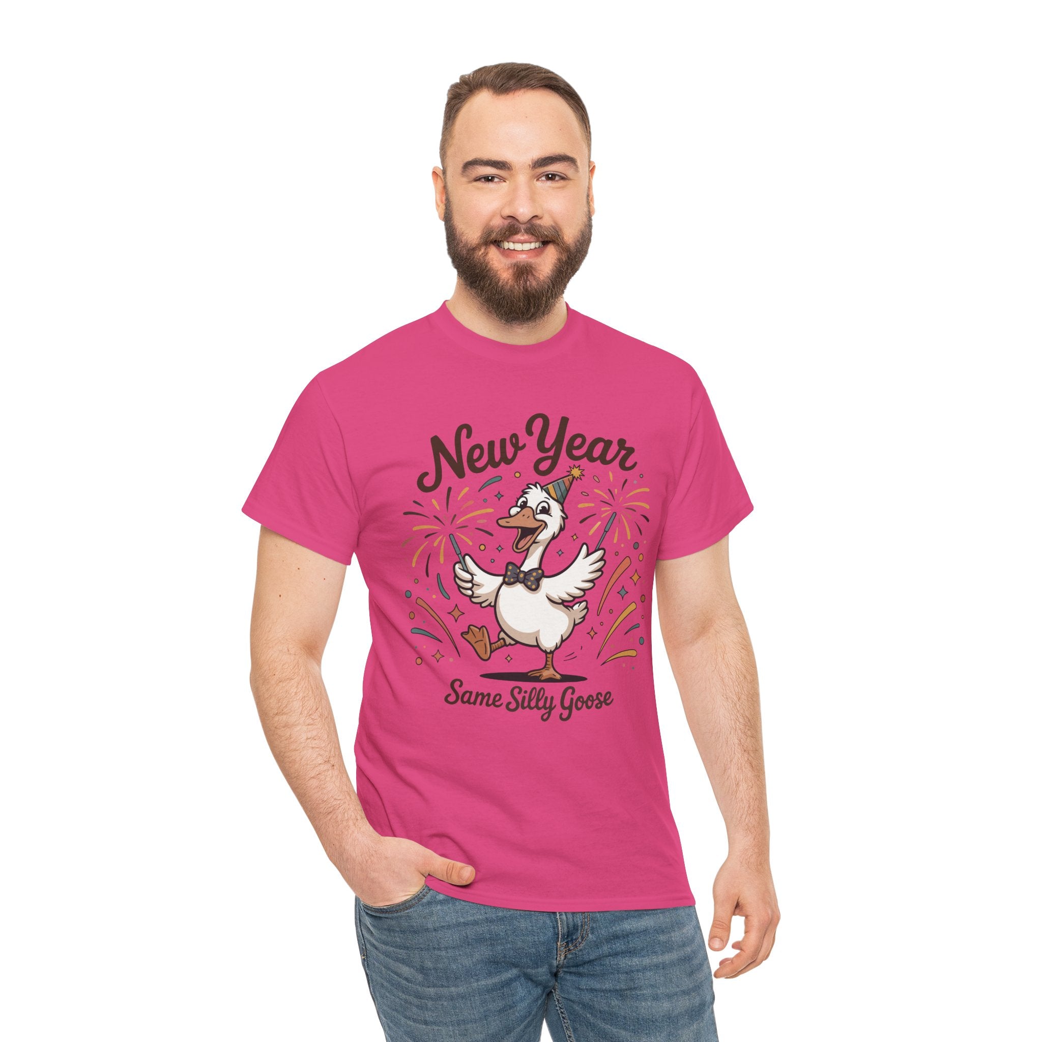 New Year Same Silly Goose T-Shirt — Party Goose Graphic Unisex Cotton Tee