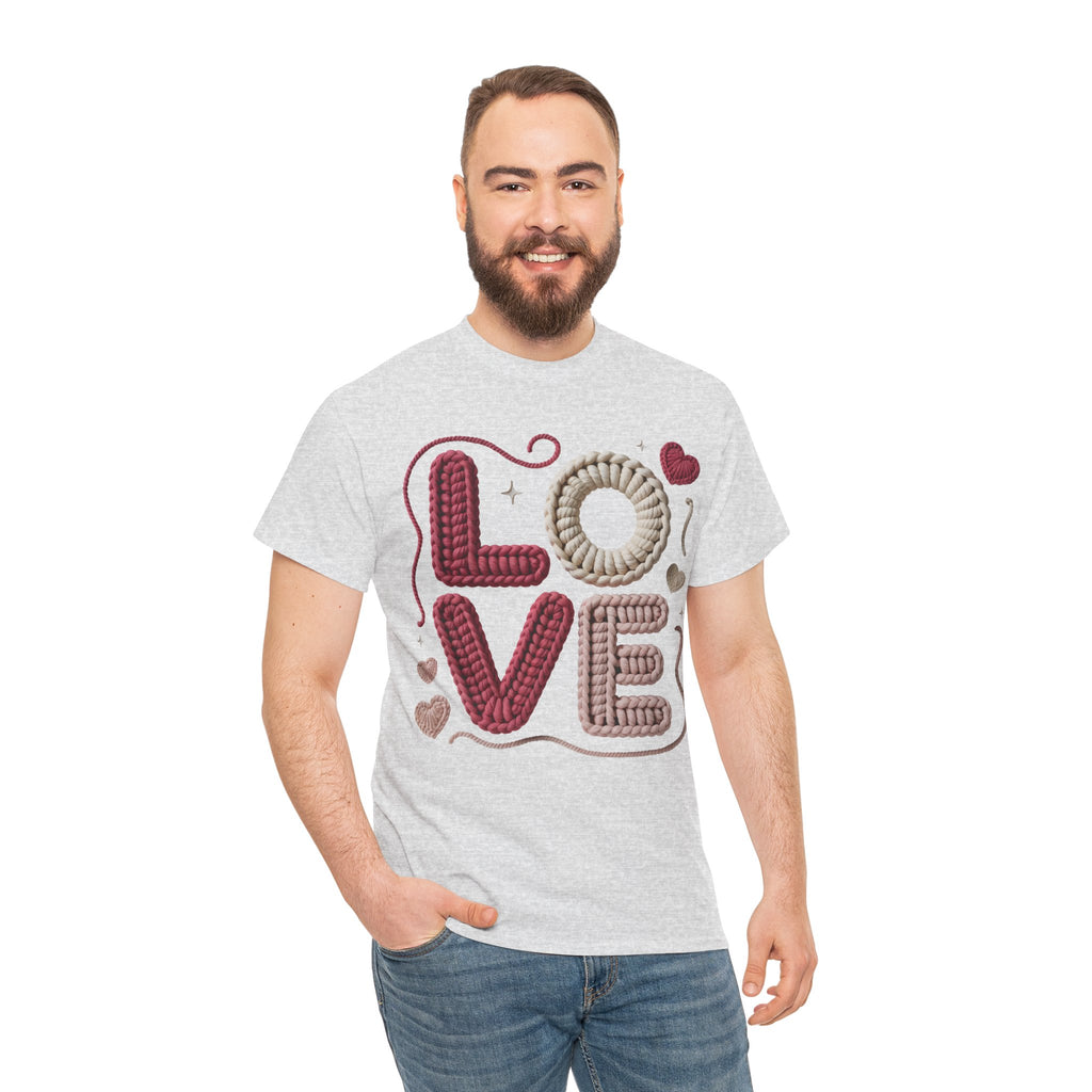 LOVE Faux Yarn Heart Unisex Cotton Tee