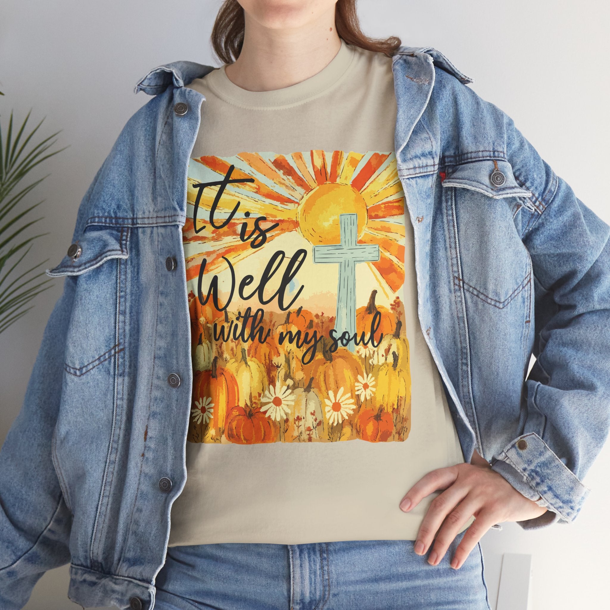 It Is Well With My Soul Pumpkin Sunrise Unisex Cotton T-Shirt