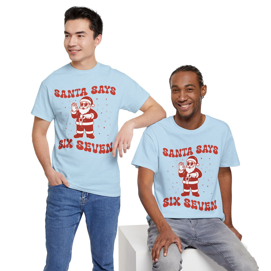 Retro 'Santa Says Six Seven' Christmas Unisex Cotton Tee