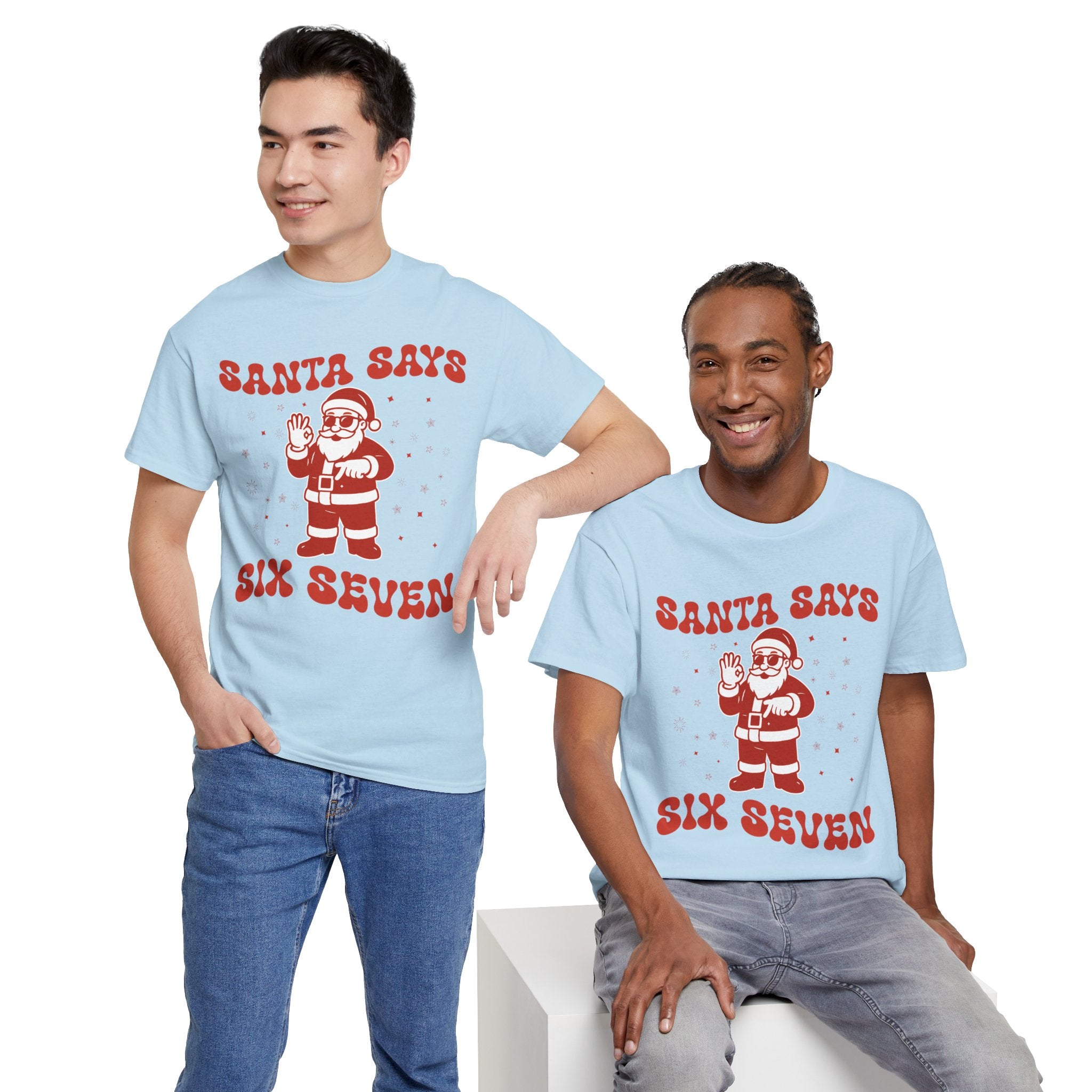 Retro 'Santa Says Six Seven' Christmas Unisex Cotton Tee