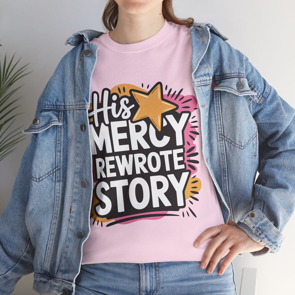 His Mercy Rewrote My Story Tee — Retro Christian Graphic T-Shirt