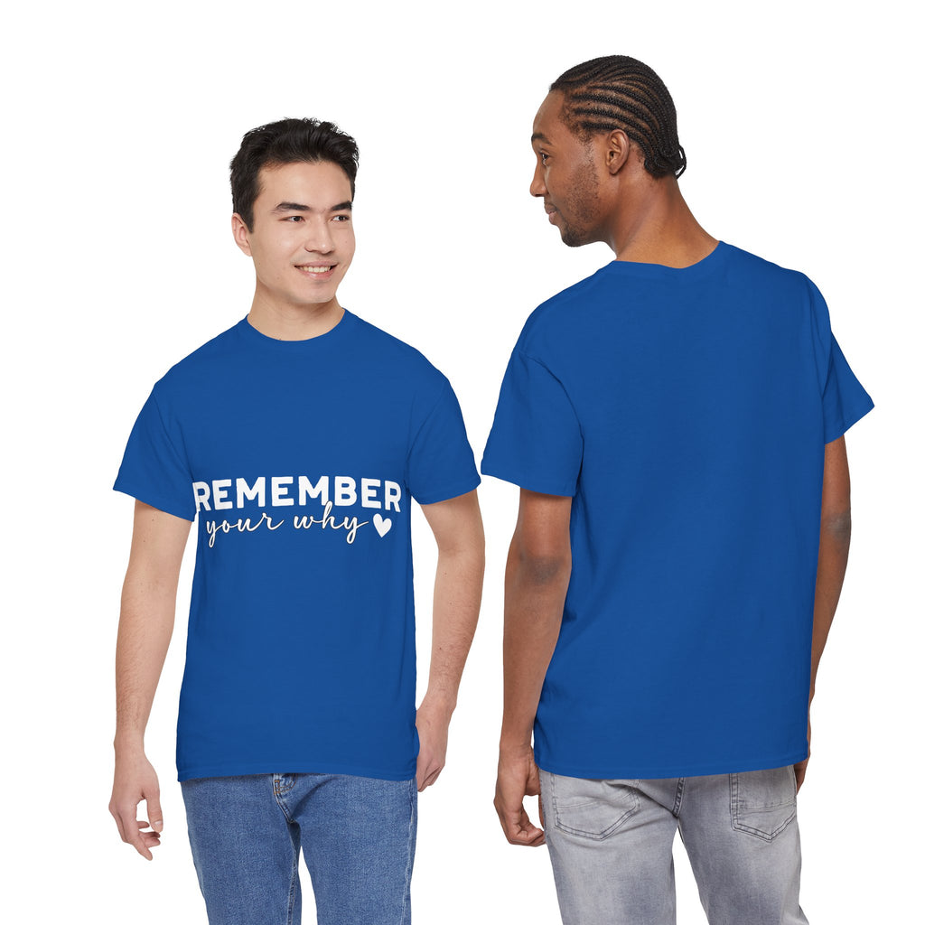 Remember Your Why Tee — Minimalist Heart Motivational Unisex Cotton Tshirt