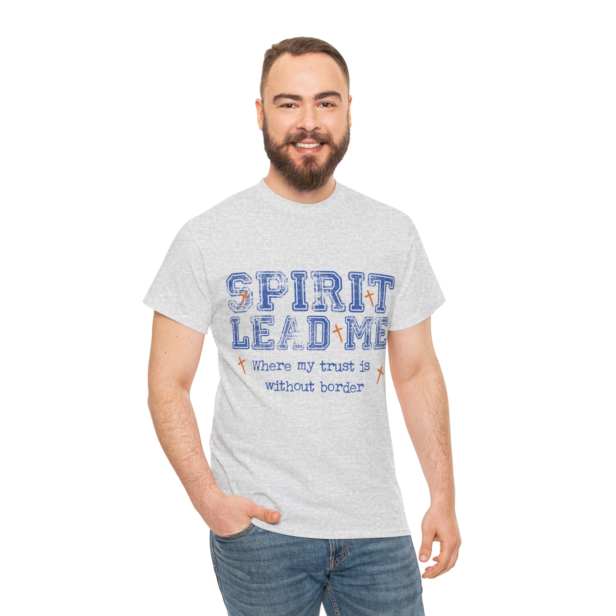 Christian Varsity Tee — “Spirit Lead Me — Where My Trust Is Without Border”. Unisex Cotton Tee