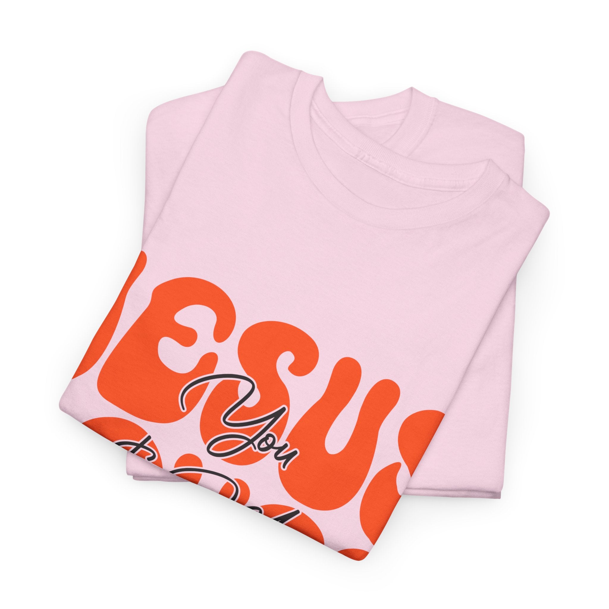 Jesus Loves You & Me Retro Tee — Playful Orange Bubbly Christian Unisex Cotton T-Shirt