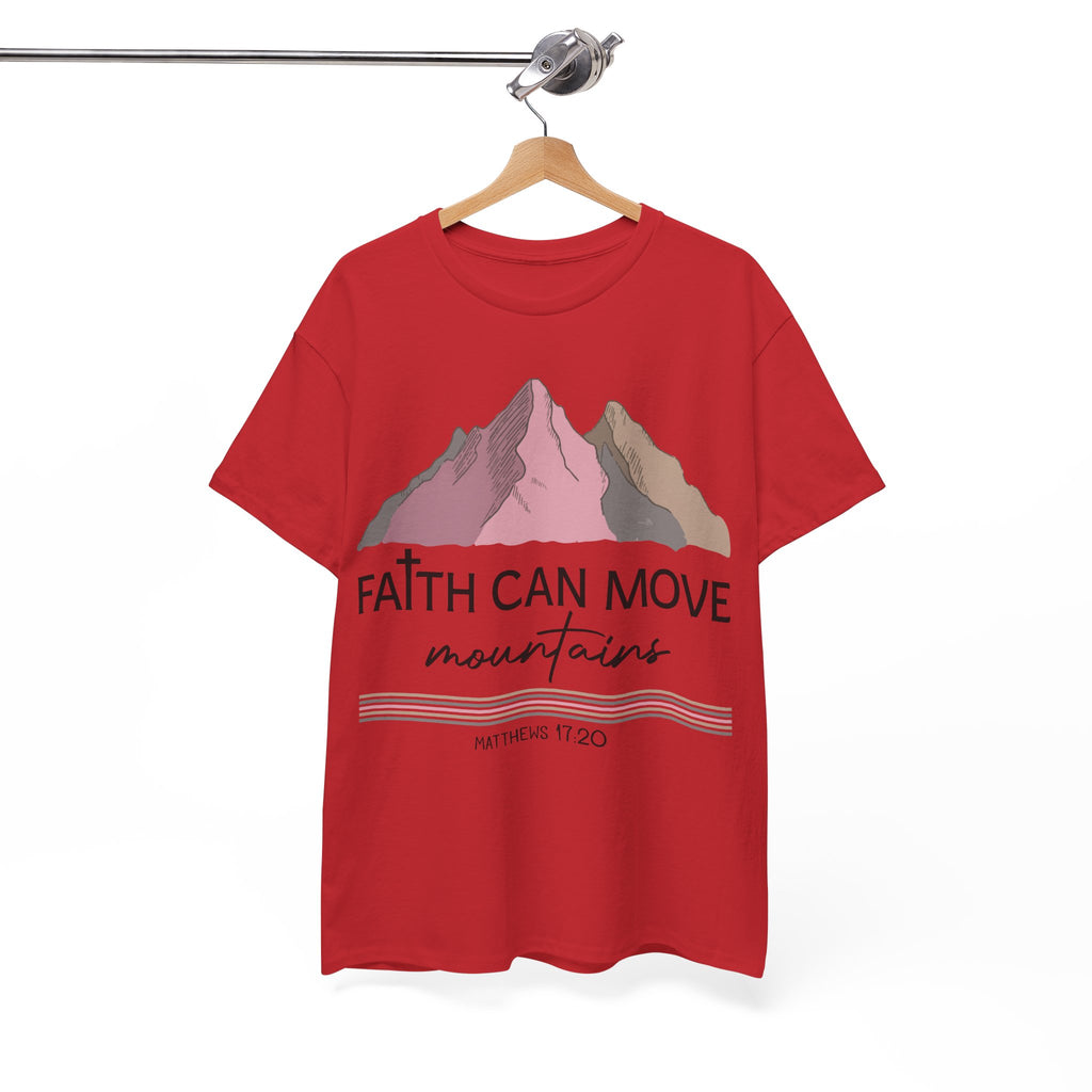 Faith Can Move Mountains Mountain Tee — Pastel Inspirational Christian Unisex Cotton T-Shirt