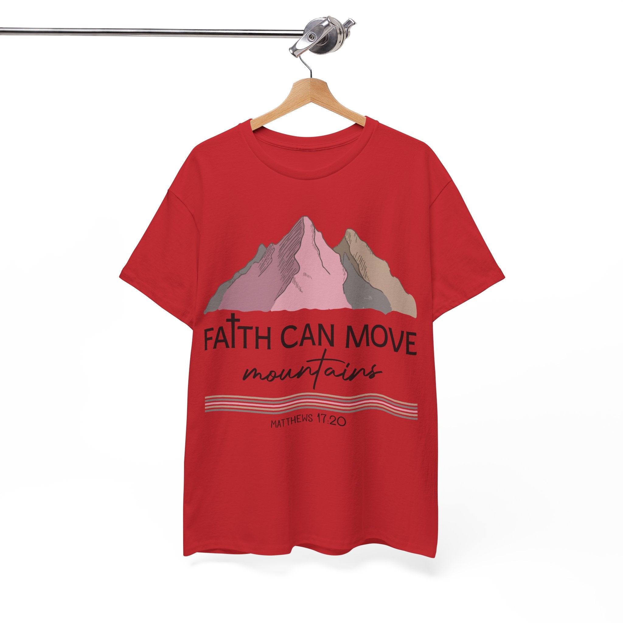 Faith Can Move Mountains Mountain Tee — Pastel Inspirational Christian Unisex Cotton T-Shirt