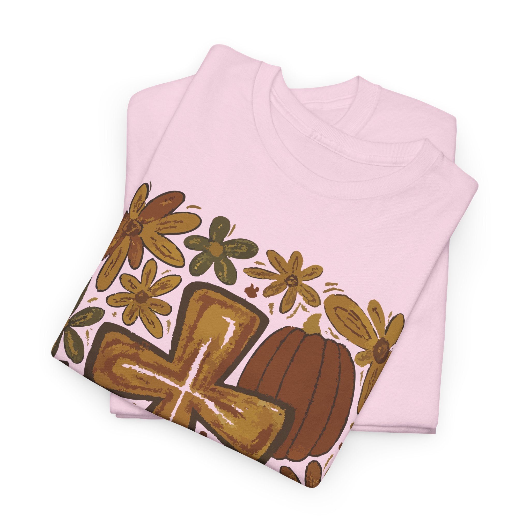 Autumn Cross Tee — Rustic Pumpkin & Fall Floral Christian Unisaex Cotton T-Shirt