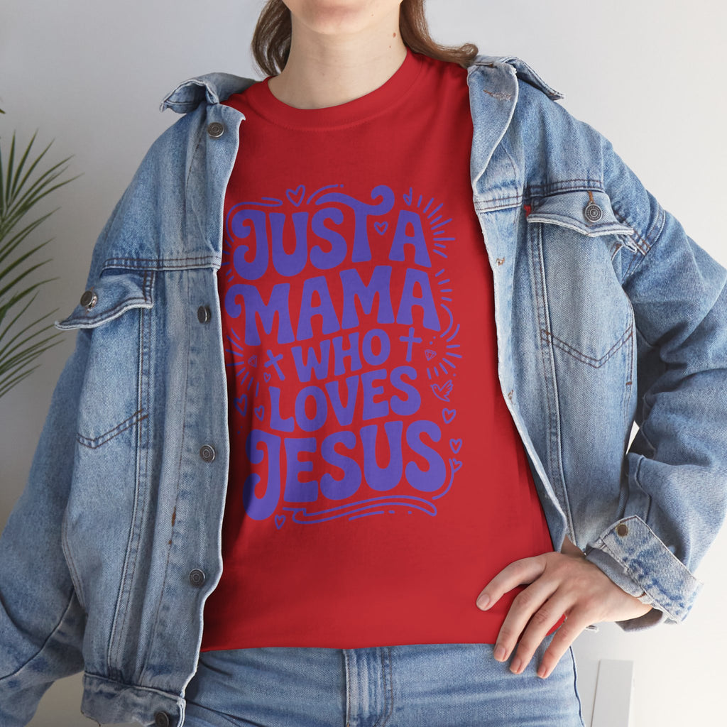 Mama Who Loves Jesus T-Shirt — Bright Green Bubbly Faith Unisex Cotton Tee