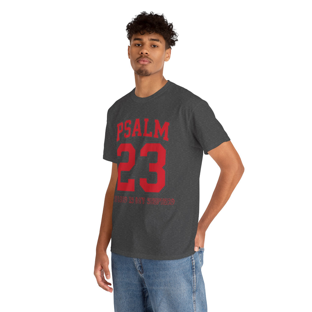 Psalm 23 Varsity T-Shirt — “The Lord Is My Shepherd” Unisex Cotton Tee