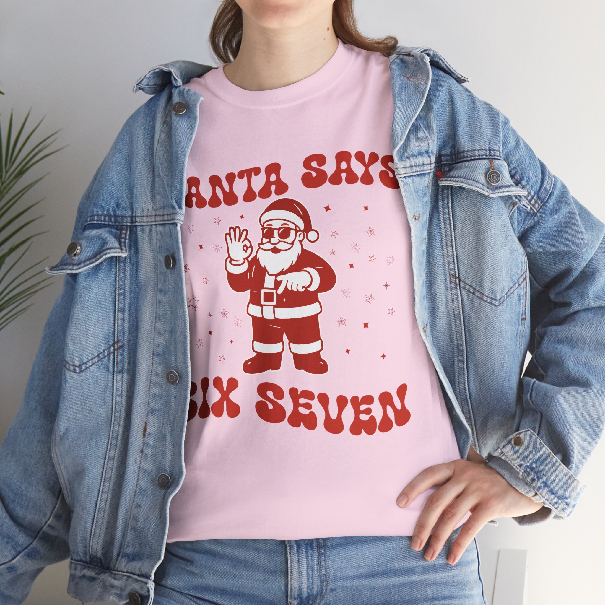 Retro 'Santa Says Six Seven' Christmas Unisex Cotton Tee