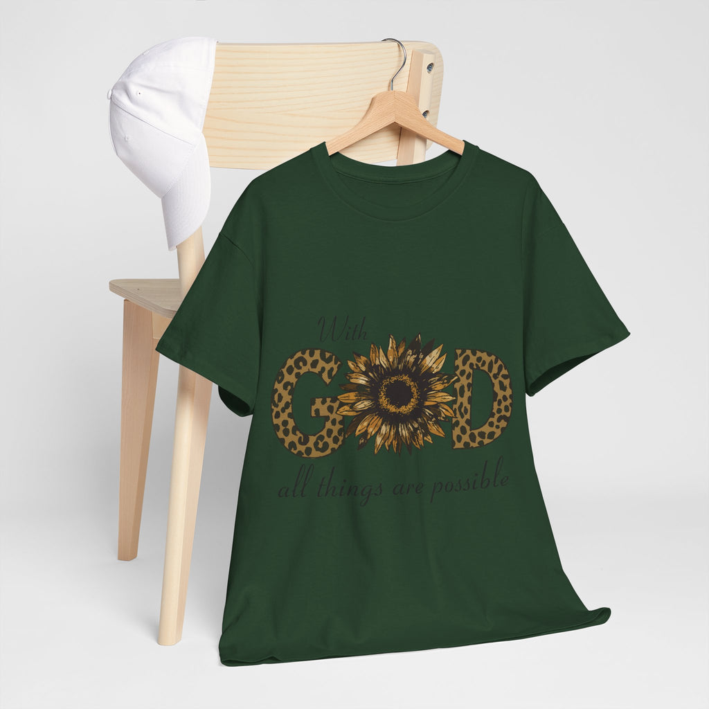 GOD Leopard Print Sunflower Unisex Cotton Tee