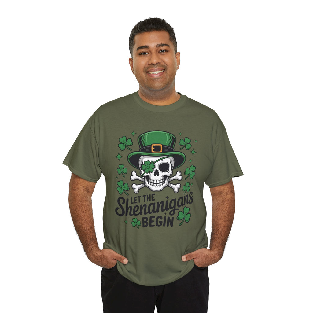 Let the Shenanigans Begin — Leprechaun Skull Unisex Cotton T-Shirt