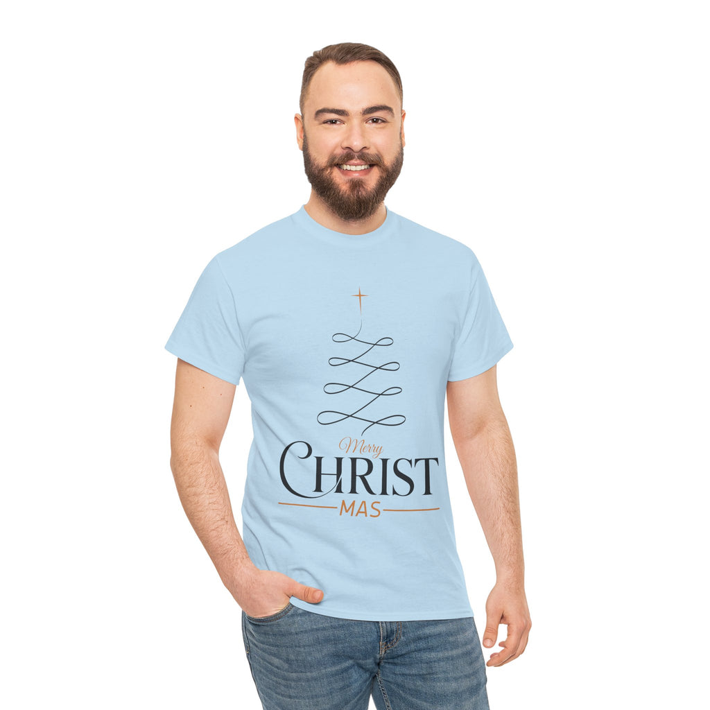 Merry Christmas Gold Cross Tree Unisex Cotton Tee