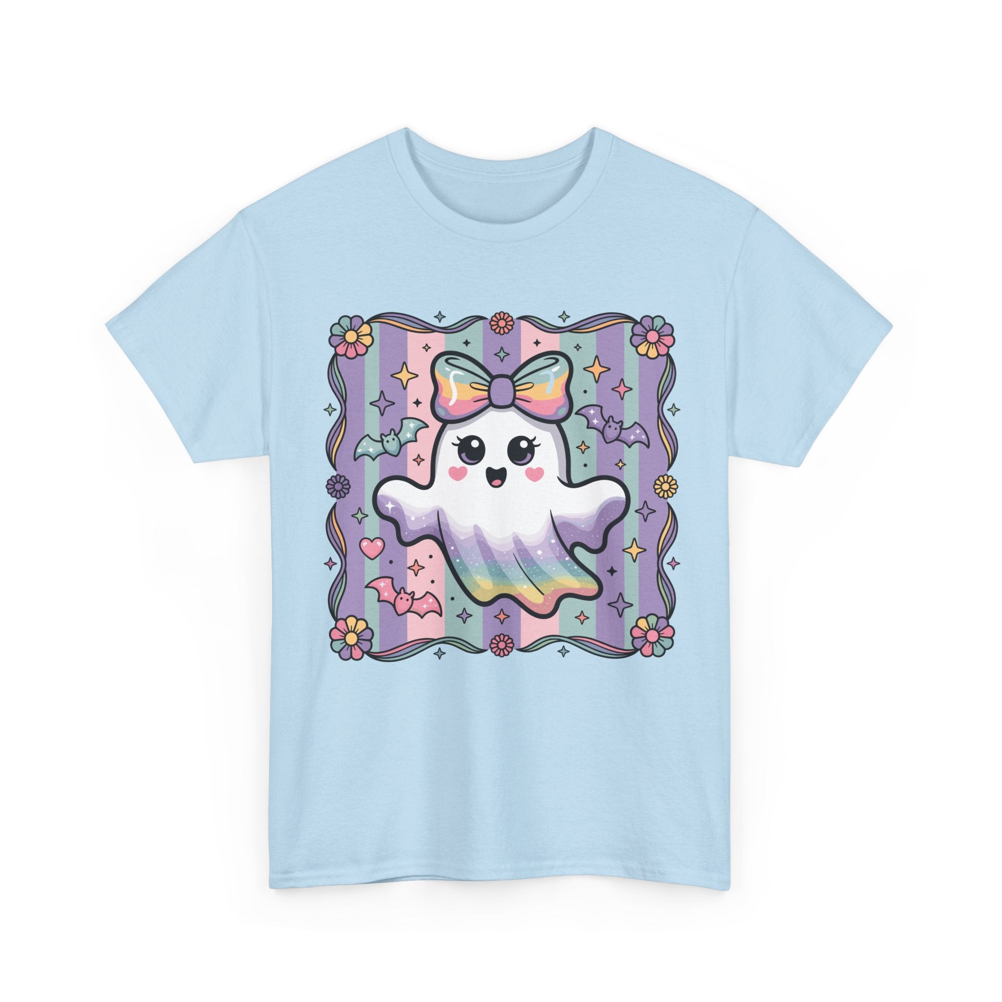 Pastel Ghost Rainbow Bow Unisex Cotton Tee