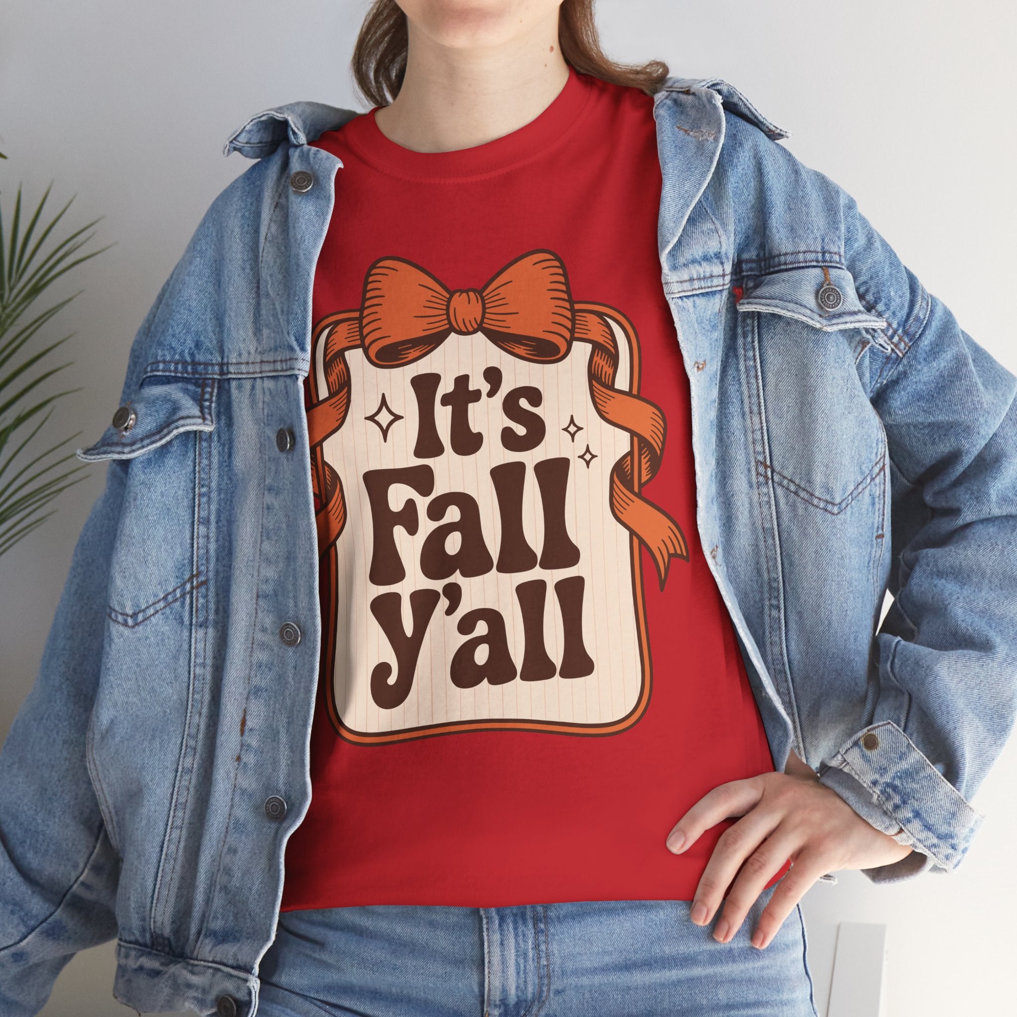 It’s Fall Y’all Autumn Ribbon Unisex Cotton Tee