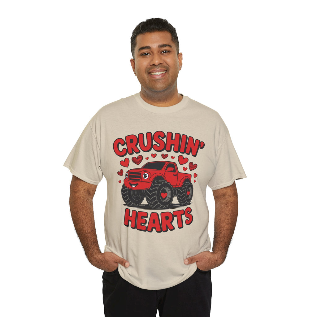 Crushin’ Hearts Valentine Monster Truck Unisex Cotton Tee
