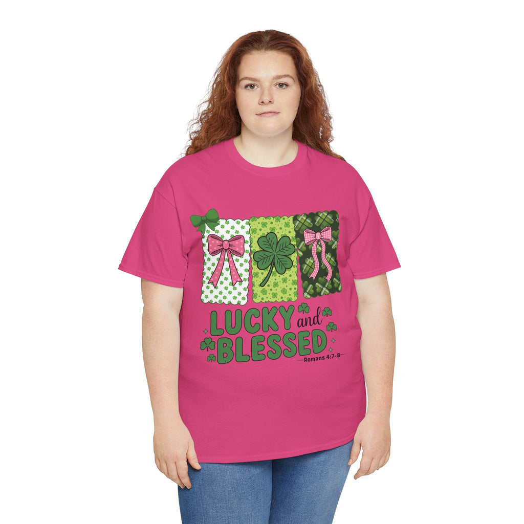 Lucky and Blessed Clover Unisex Cotton Tee