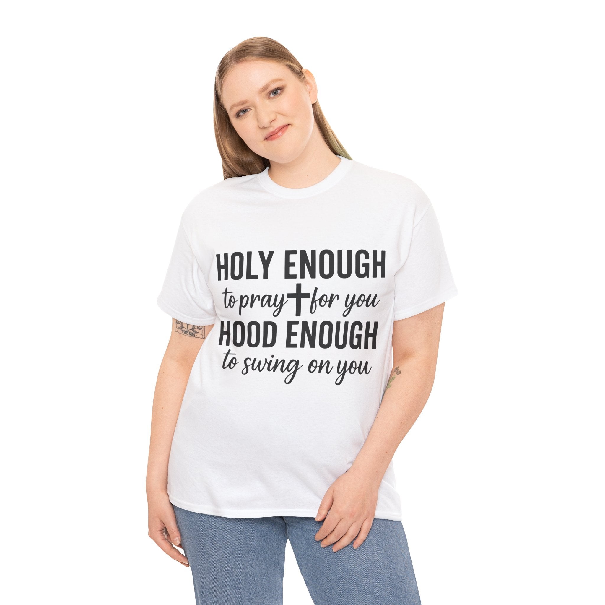 Holy Enough Christian T‑Shirt — Modern Hand‑Lettered Faith Unisex CottonTee