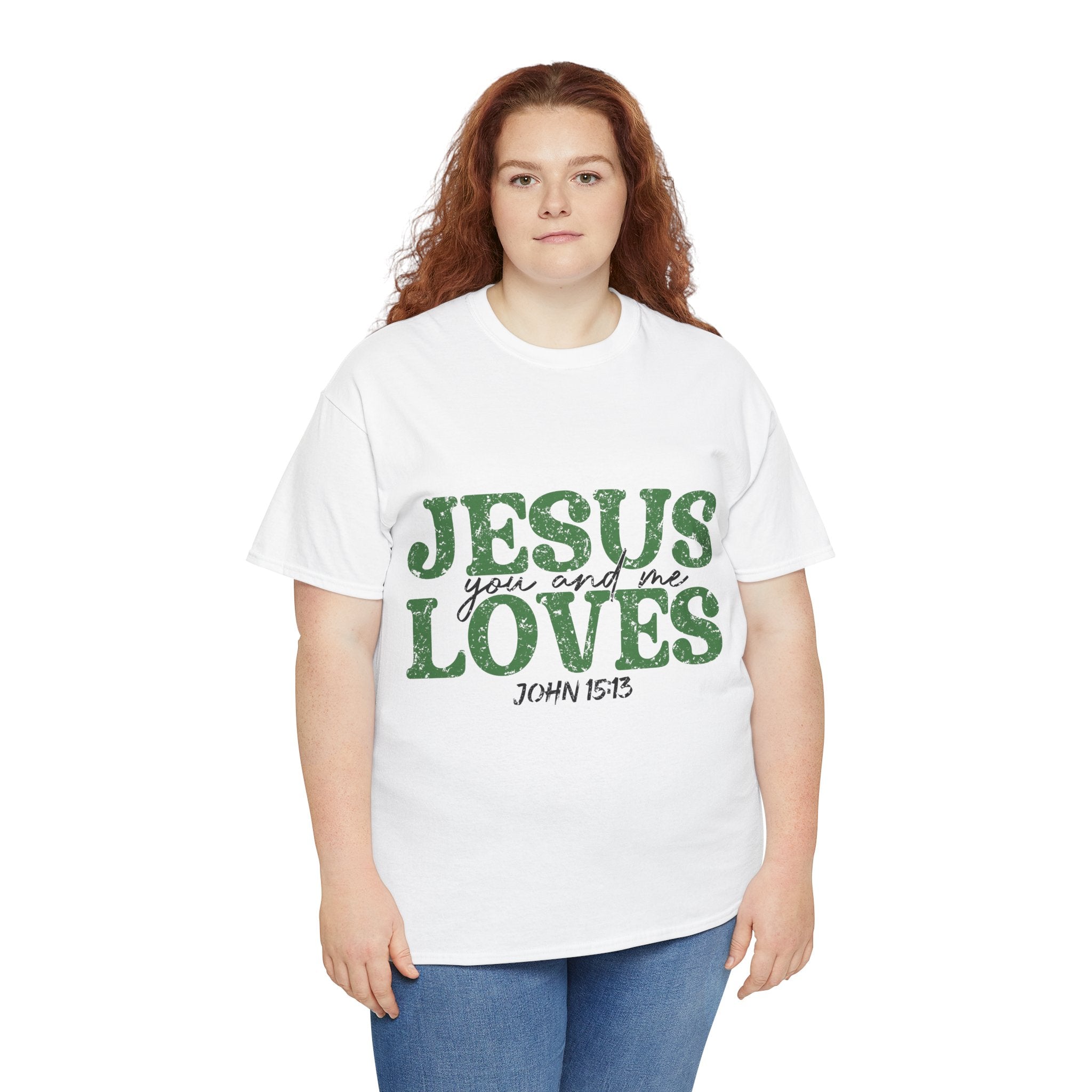 Jesus Loves Vintage Tee — Green Retro Christian Unisex Cotton T-Shirt