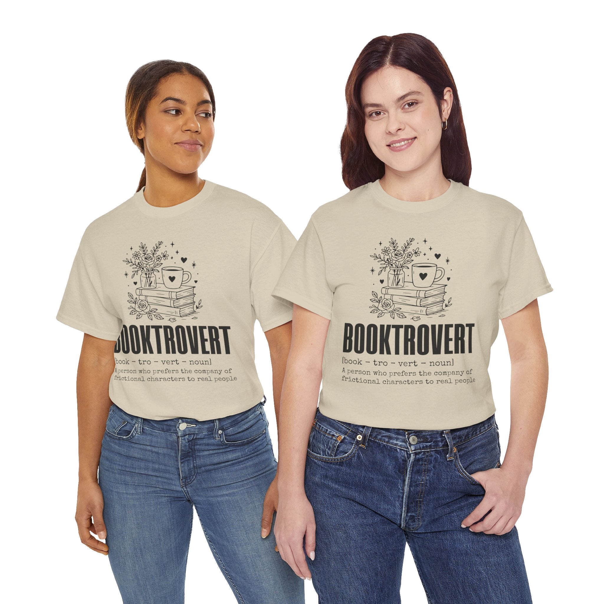 Booktrovert Graphic Tee — "Booktrovert" Definition, Books & Coffee Design Unisex Cotton Tee