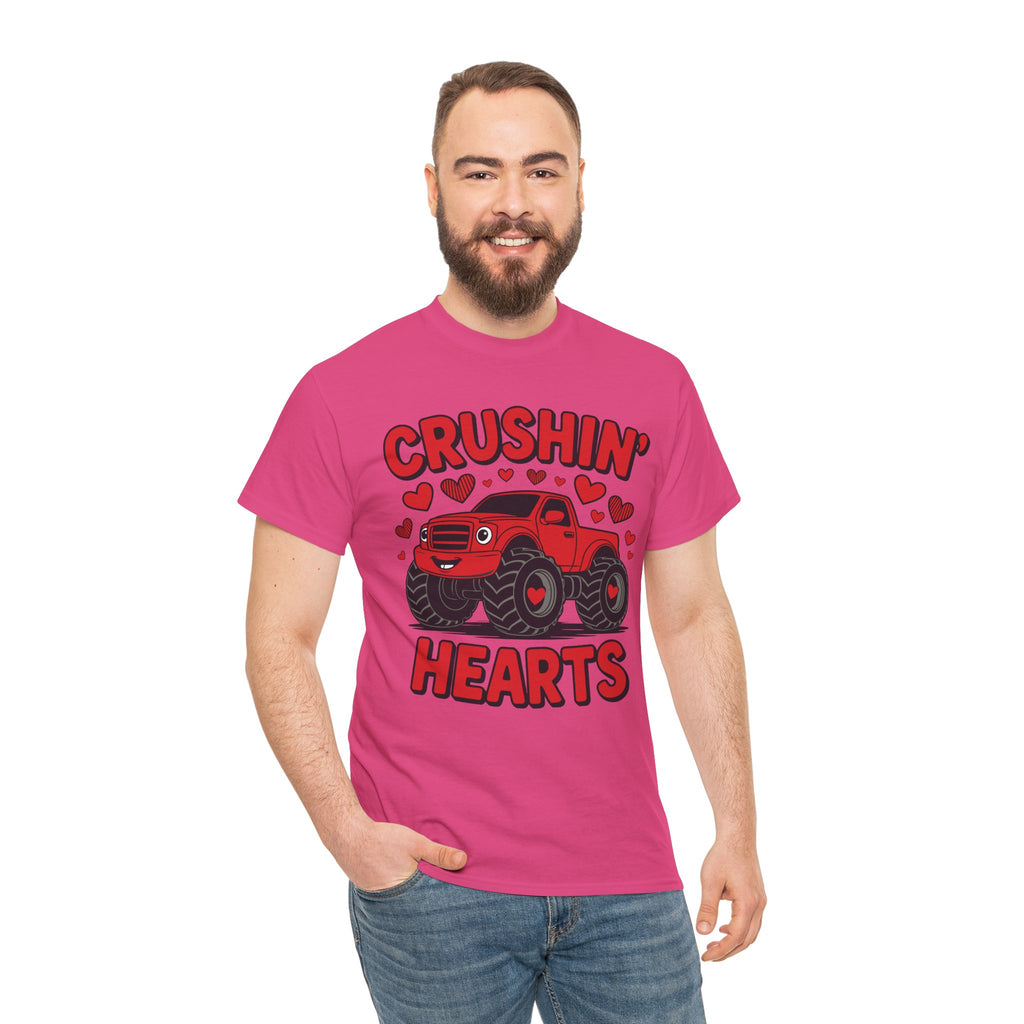 Crushin’ Hearts Valentine Monster Truck Unisex Cotton Tee