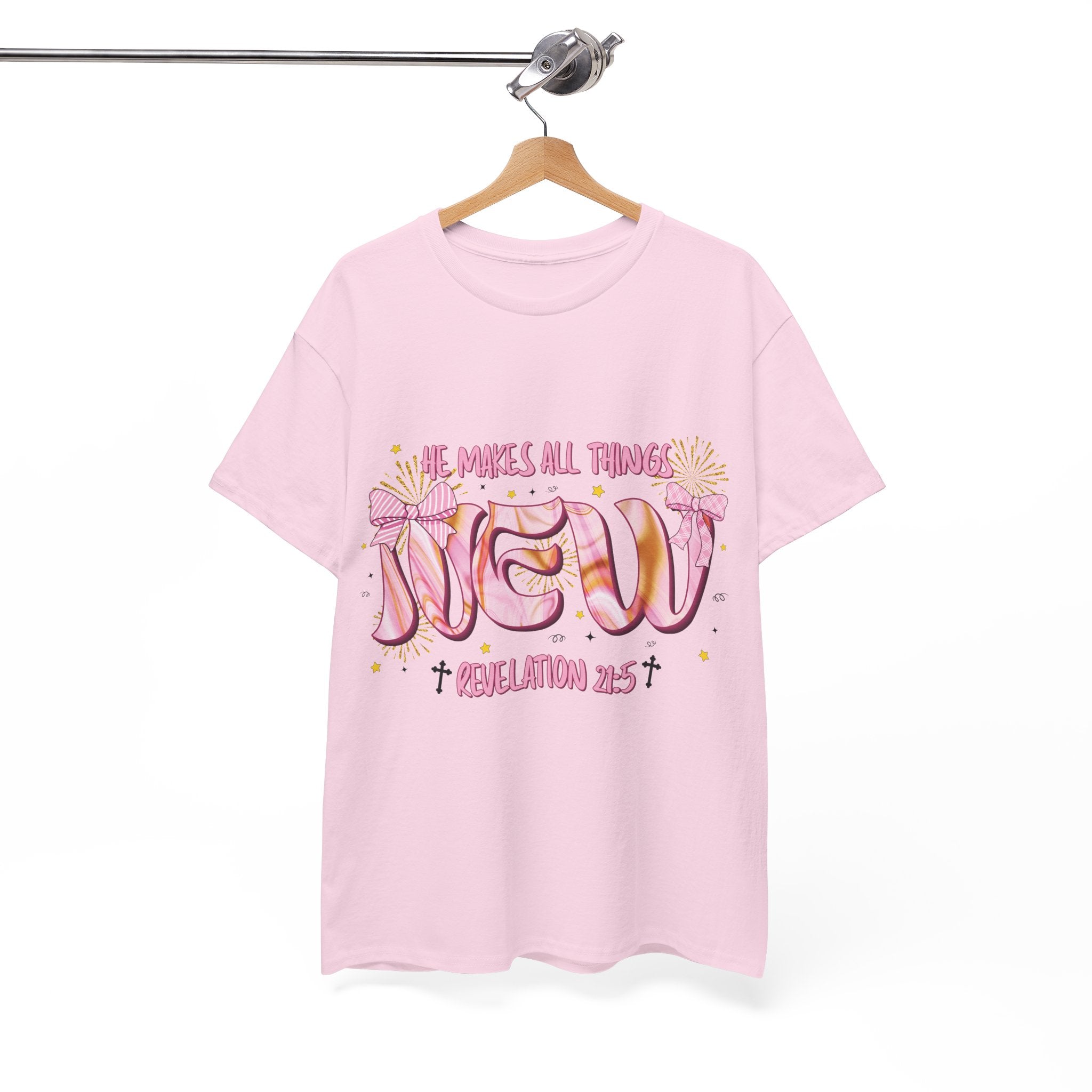 Christian Marble Tee — “He Makes All Things New” (Revelation 21:5)... Unisex Cotton Tee